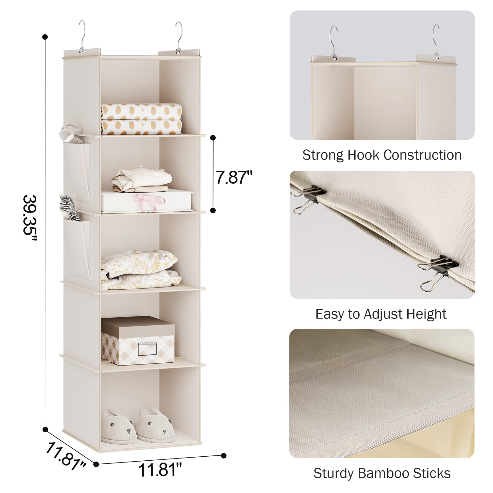 Hanging Closet Organizer and Storage for Clothes (5 Count)