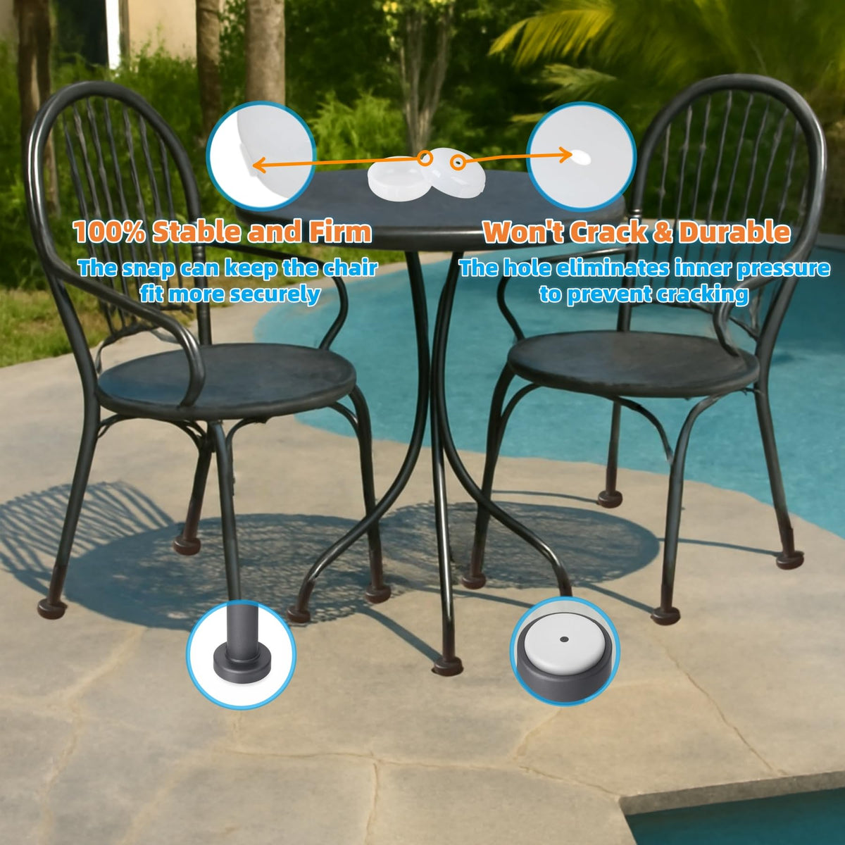 Wrought Iron Patio Furniture Feet Caps (24 Count)