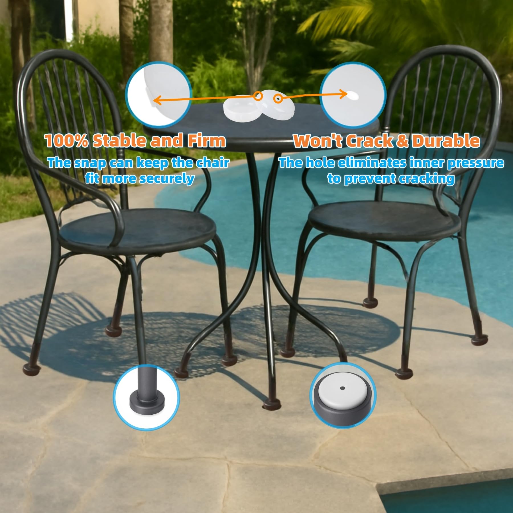 Wrought Iron Patio Furniture Feet Caps (24 Count)