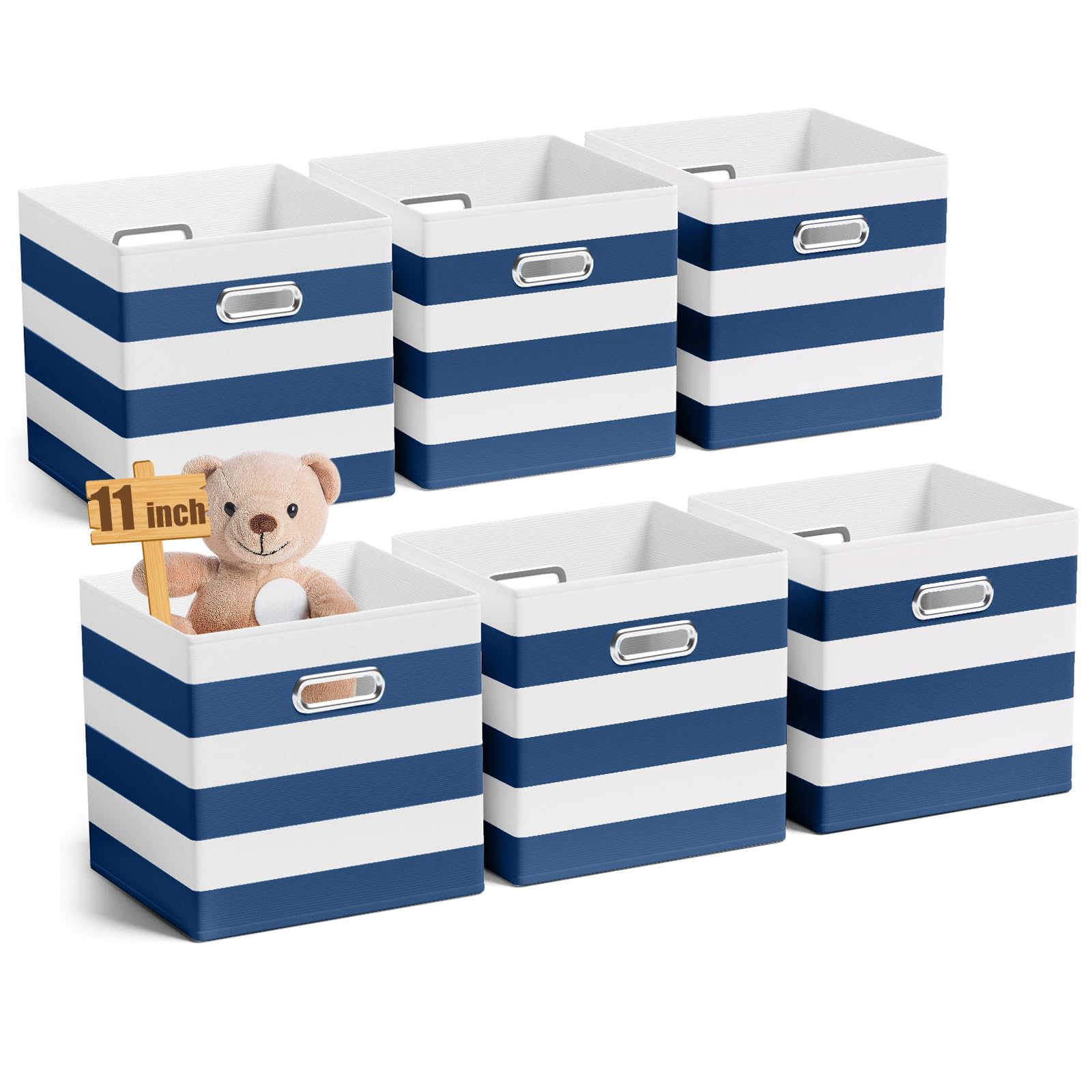 11 Inch 6 Pack Fabric Storage Cubes with Metal Handles (6 Count)