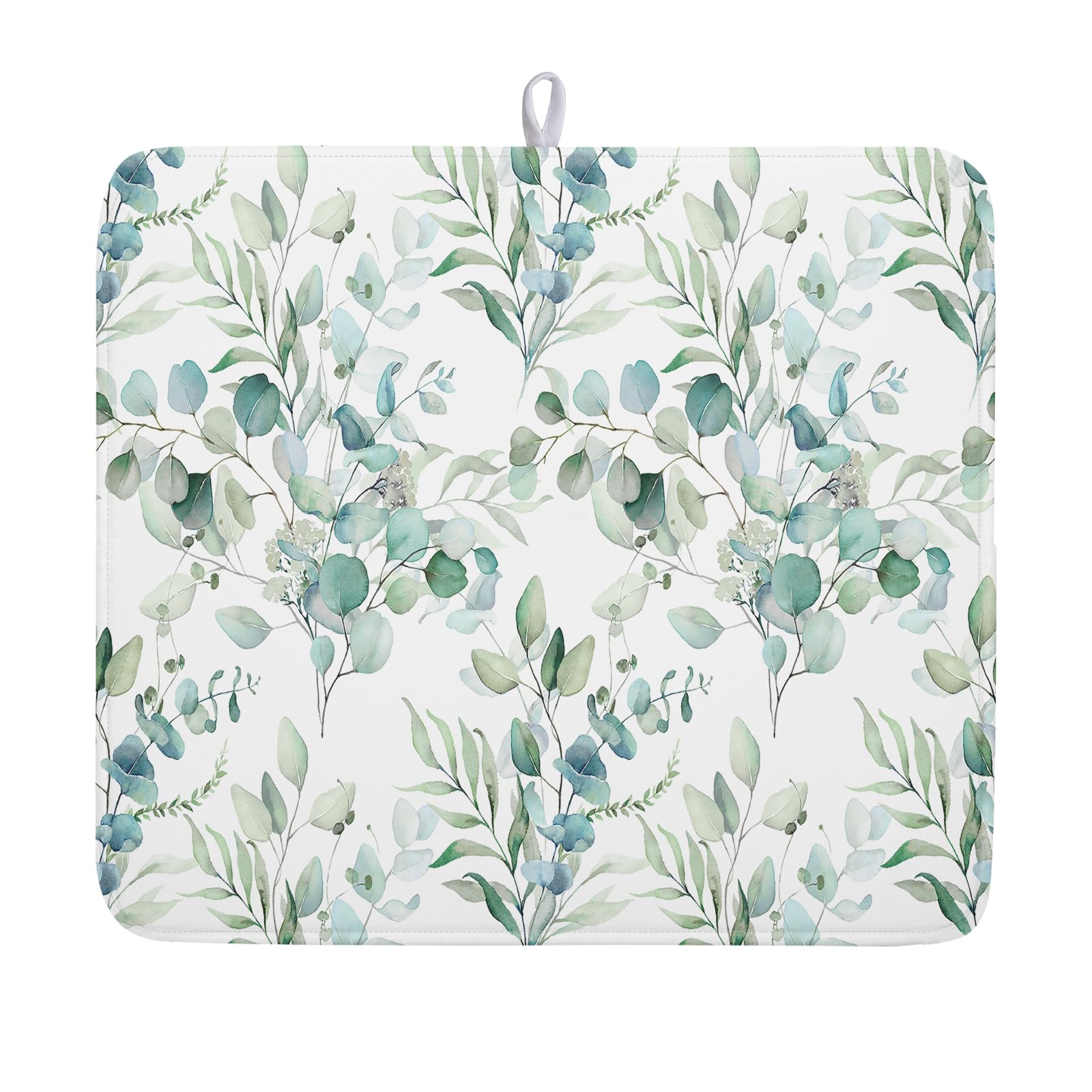 Watercolor Sage Leaves Dish Drying Mats for Kitchen Counter 16x18 Inch