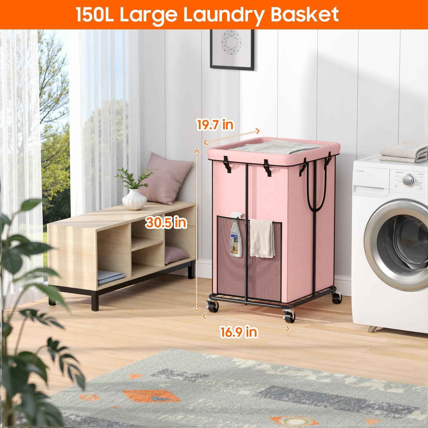 Laundry Hamper with Wheels (99.68 Ounce)