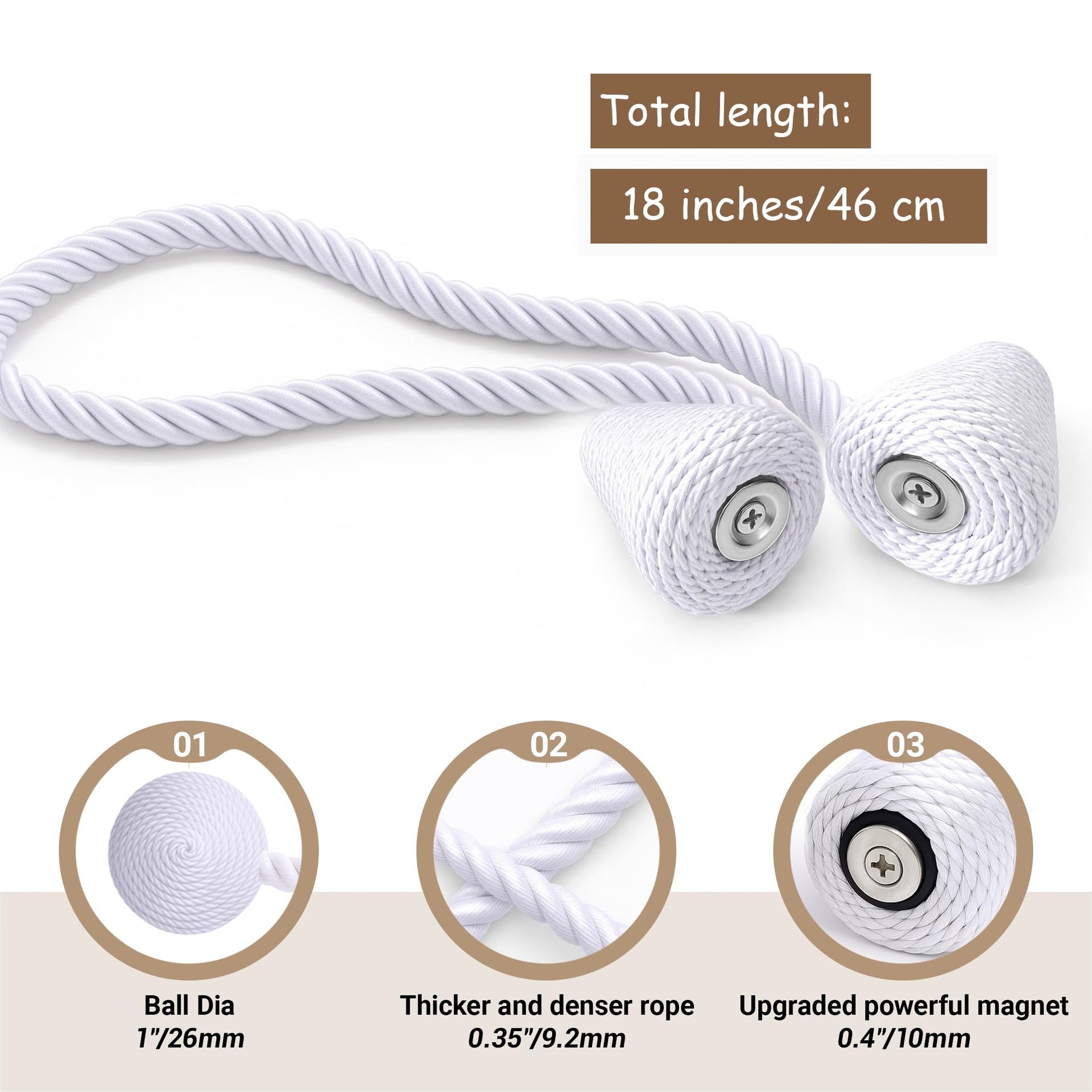 Magnetic Curtain Tiebacks White 2pcs (2 Count)