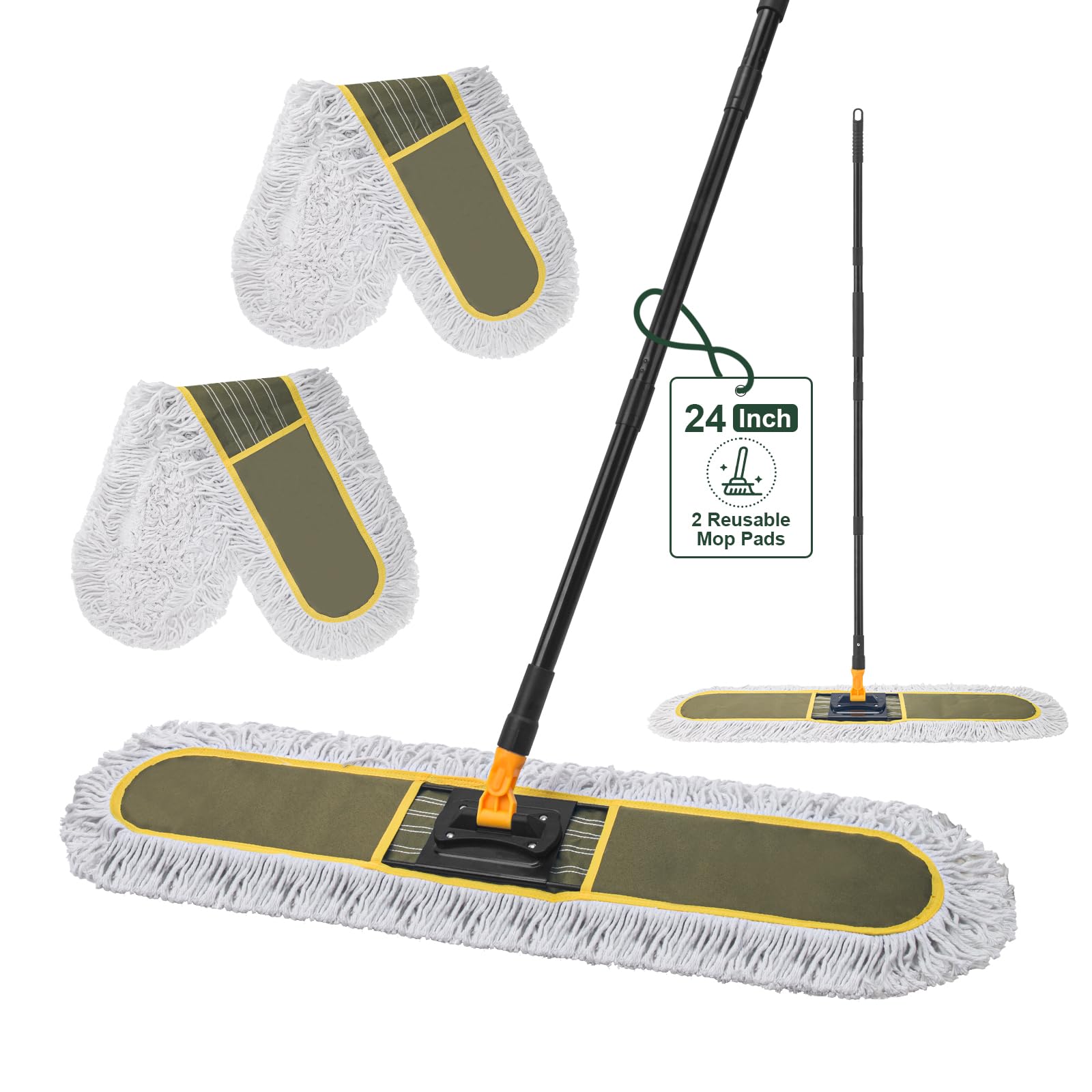 24" Commercial Dust Mop with 2 Replacement Mop Pads
