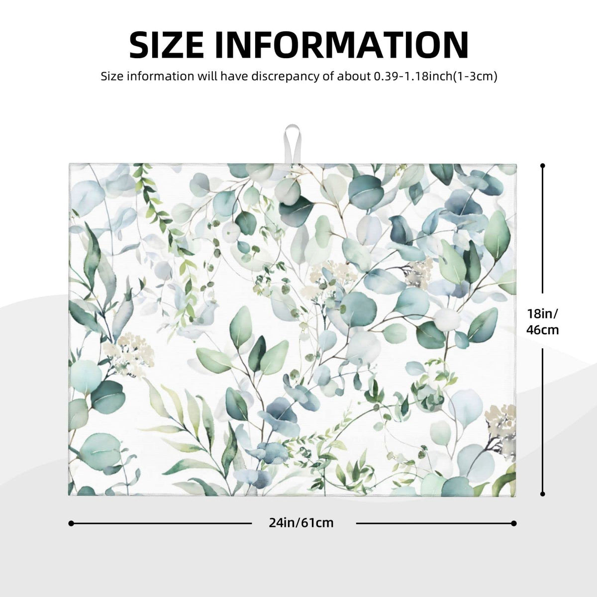 Green Floral Leaf Dish Drying Mat For Kitchen Counter 18 X 24 Inch Absorbent Reversible Drainer