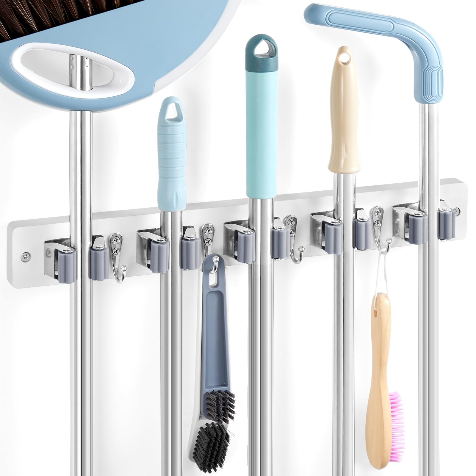 White Broom Holder Wall Mount