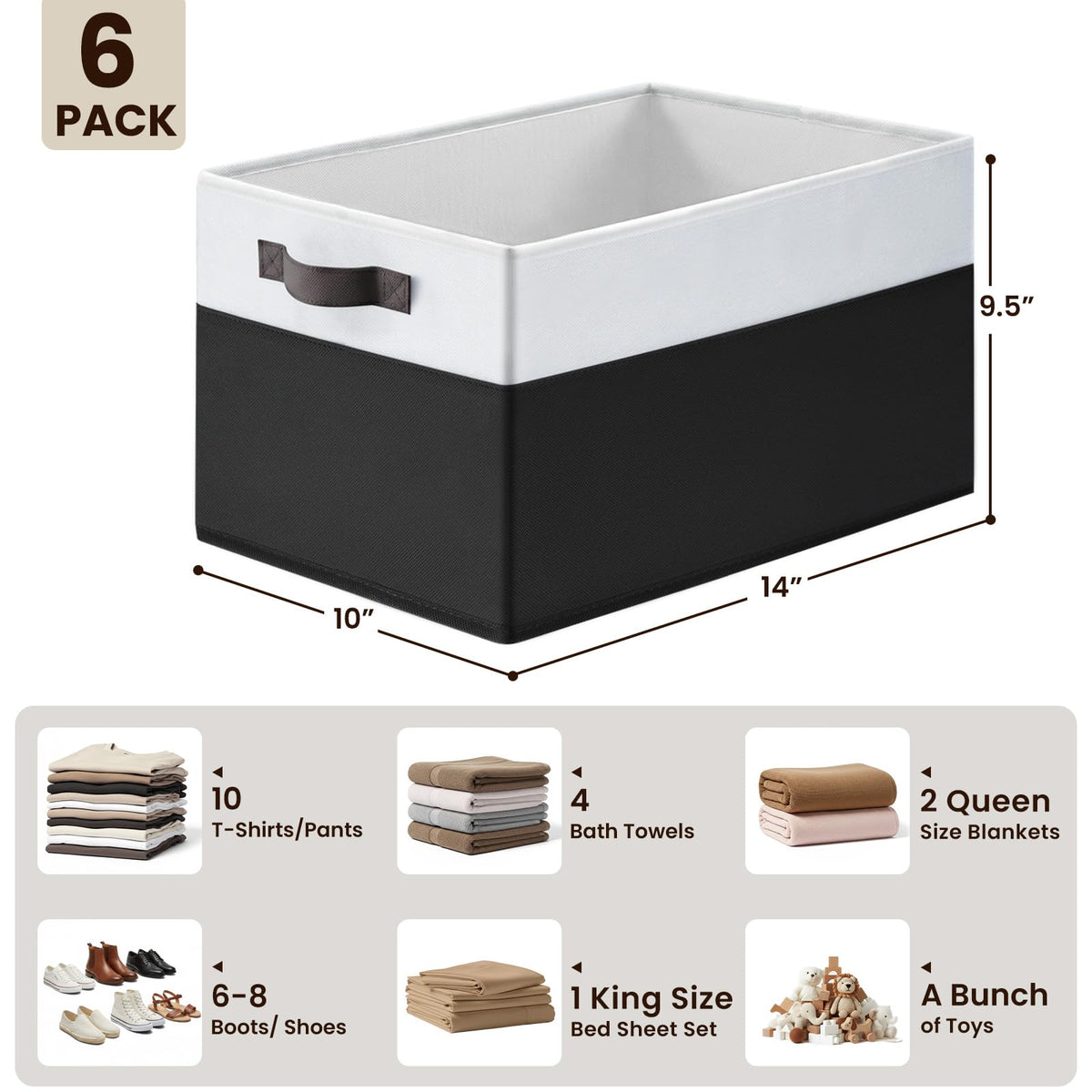 6 Pack Closet Organizers and Storage Bins (6 Count)