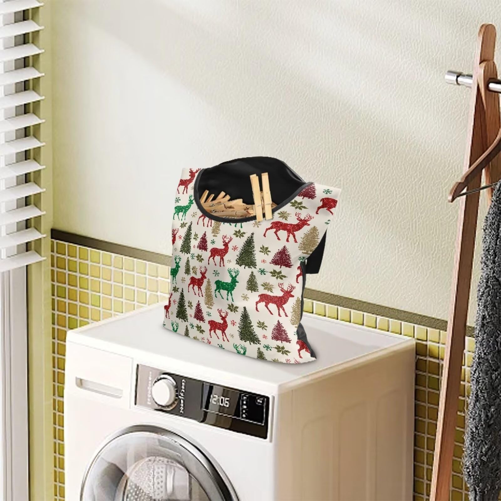 Christmas Deer Hanging Peg Bag