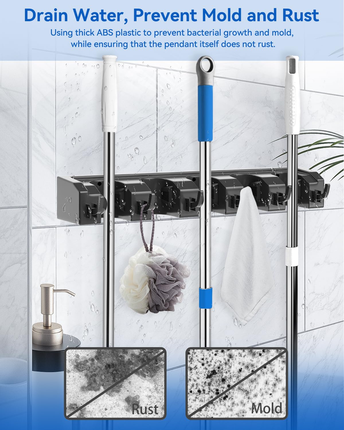 2 Pack Black Broom Holder Wall Mount (2 Count)