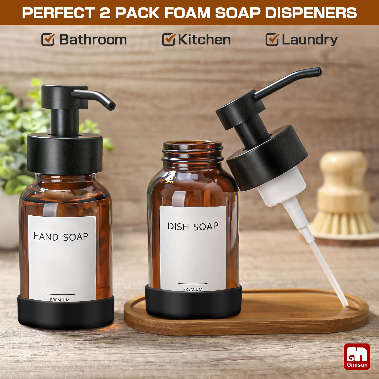 Amber Foam Soap Dispenser (2 Count)