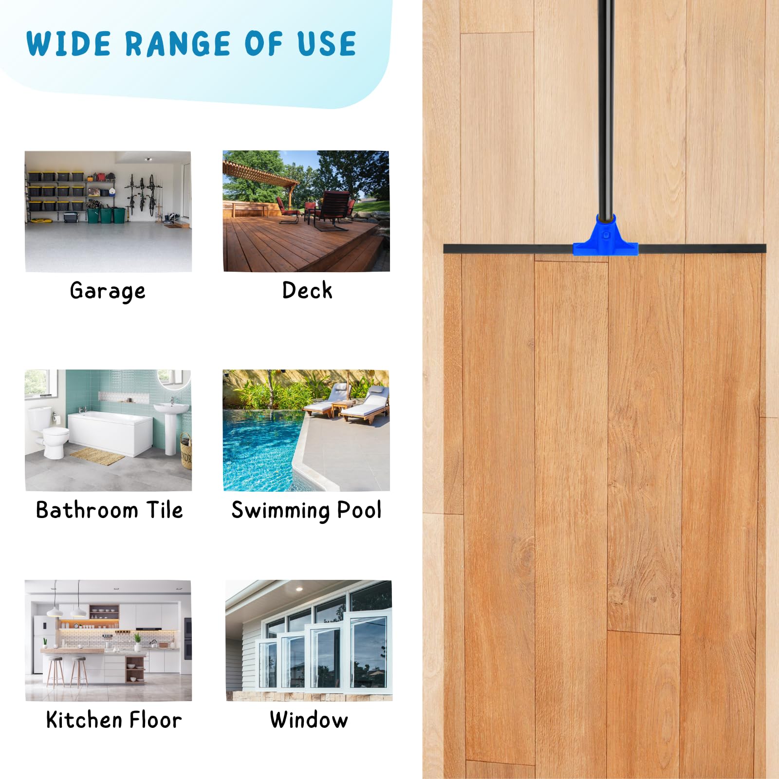 Floor Squeegee for Concrete and Tile Cleaning