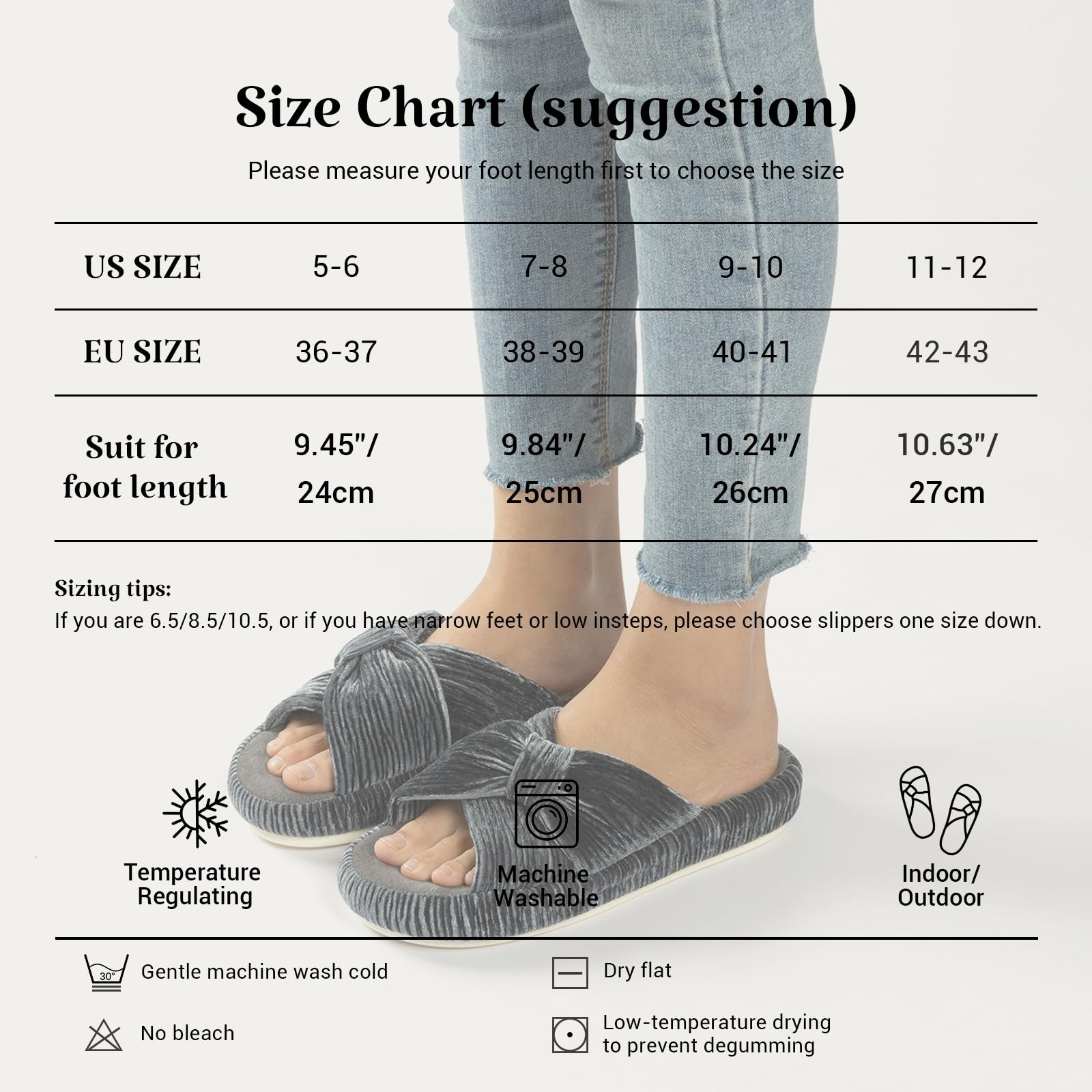 Slippers for Women Memory Foam House Bedroom Bow Crossbands Pearlescent Slipper Shoes Comfy Trendy Gift Slippers Grey Size 7 8 6.5