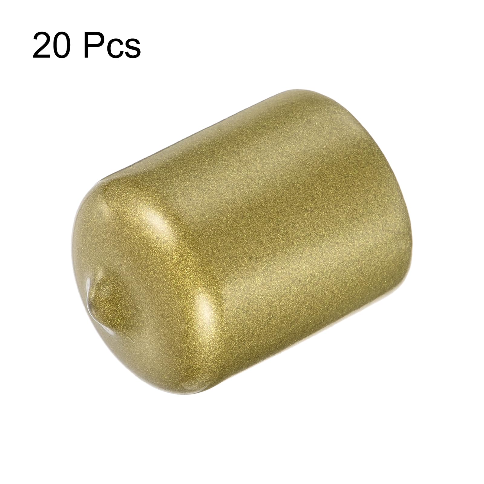 20pcs Rubber End Caps 21mm ID Vinyl Round Tube Bolt Cap Cover Thread Protectors Gold