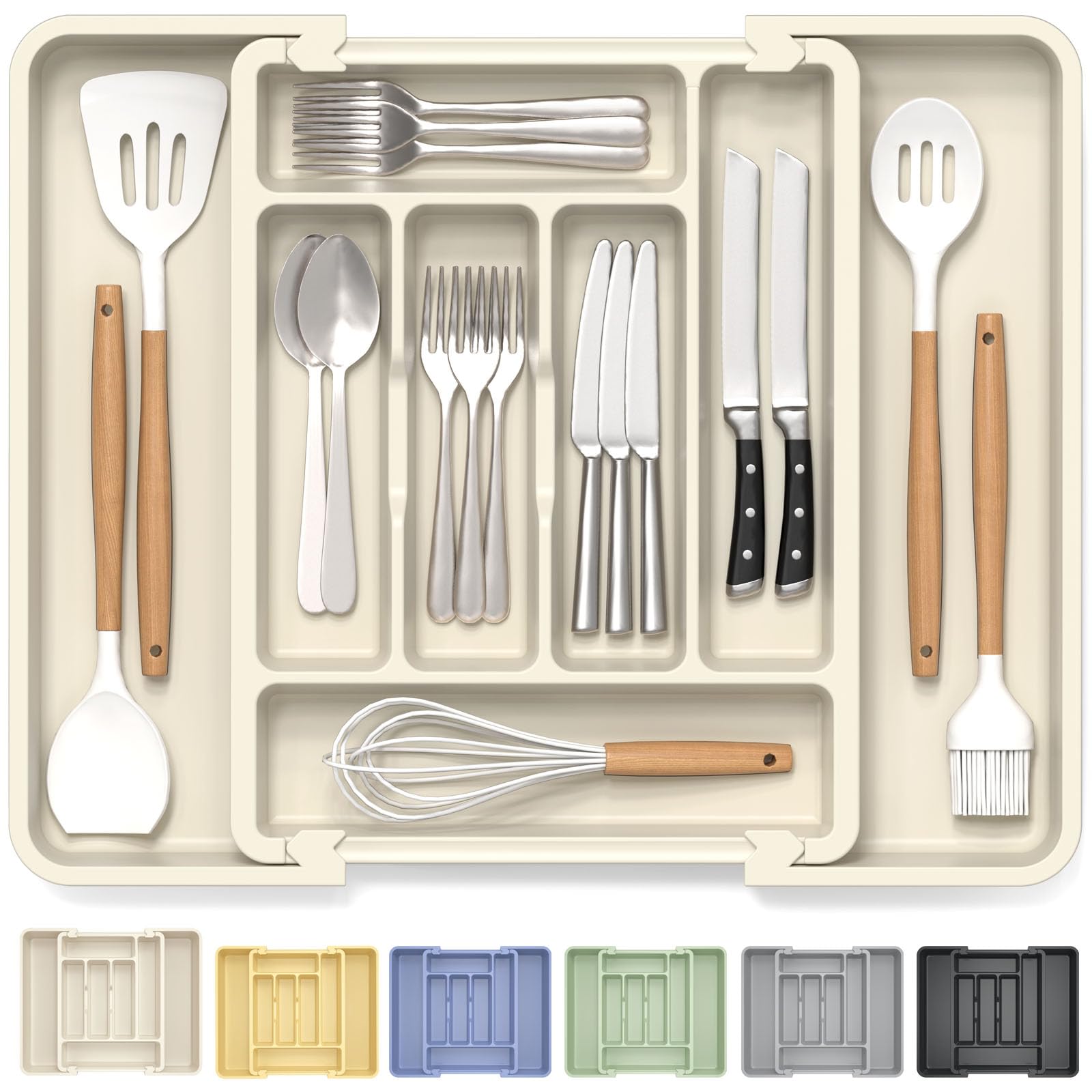 Large Silverware Organizer for Kitchen Drawer & Utensils