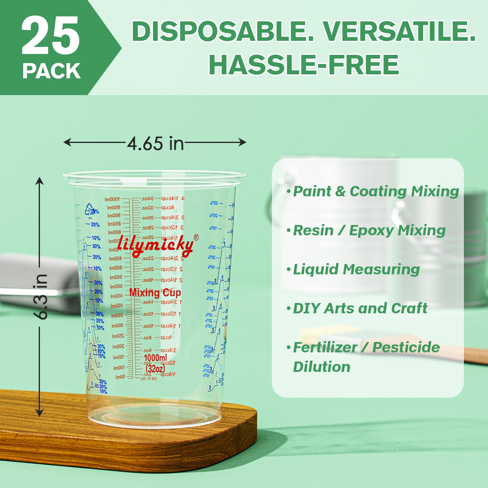 25 Pack Plastic Mixing Cups (25 Count)