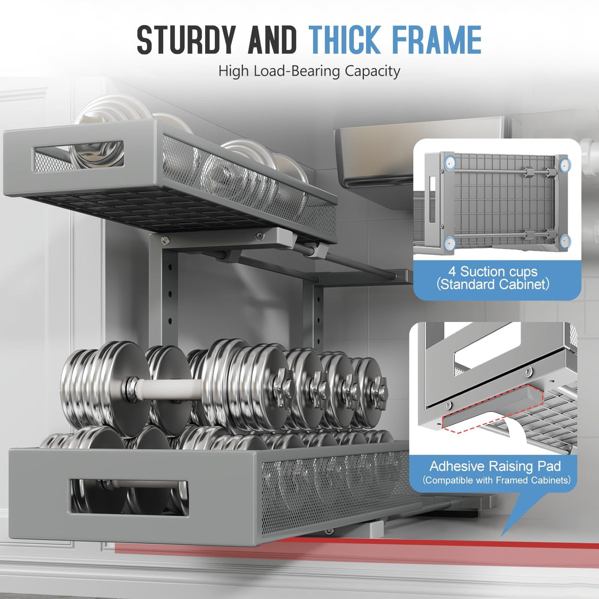 1 Pack 17IN Depth Under Sink Storage Organizer