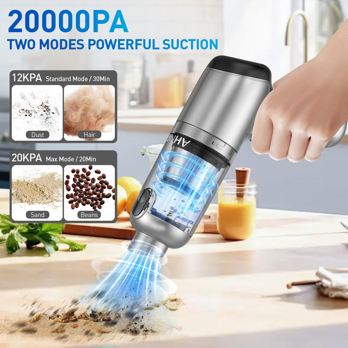 20000PA Handheld Car Vacuum Portable Cordless with Brushless Motor