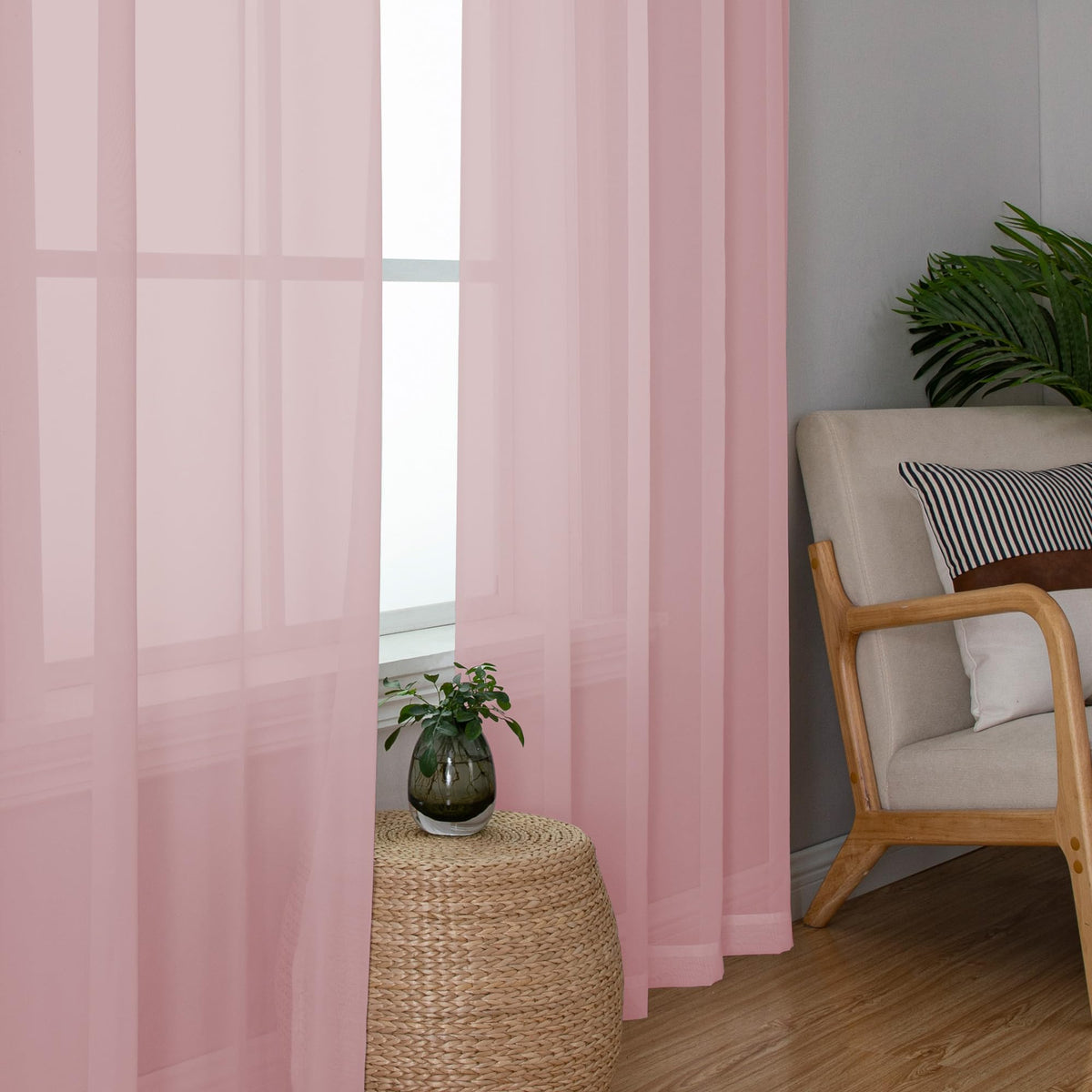 Blush Pink Sheer Curtains 78 Inches Long 2 Panels Set for Living Room (2 Count)