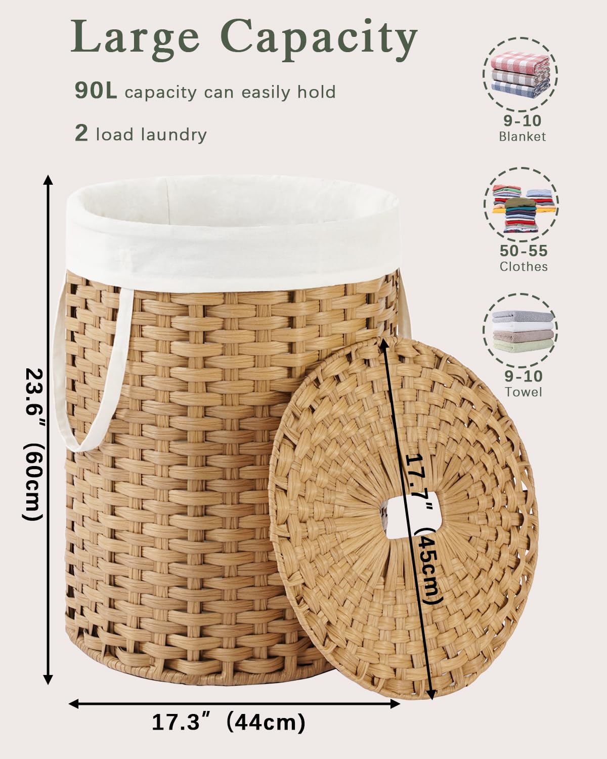 Laundry Hamper with Lid 23.8 Gal