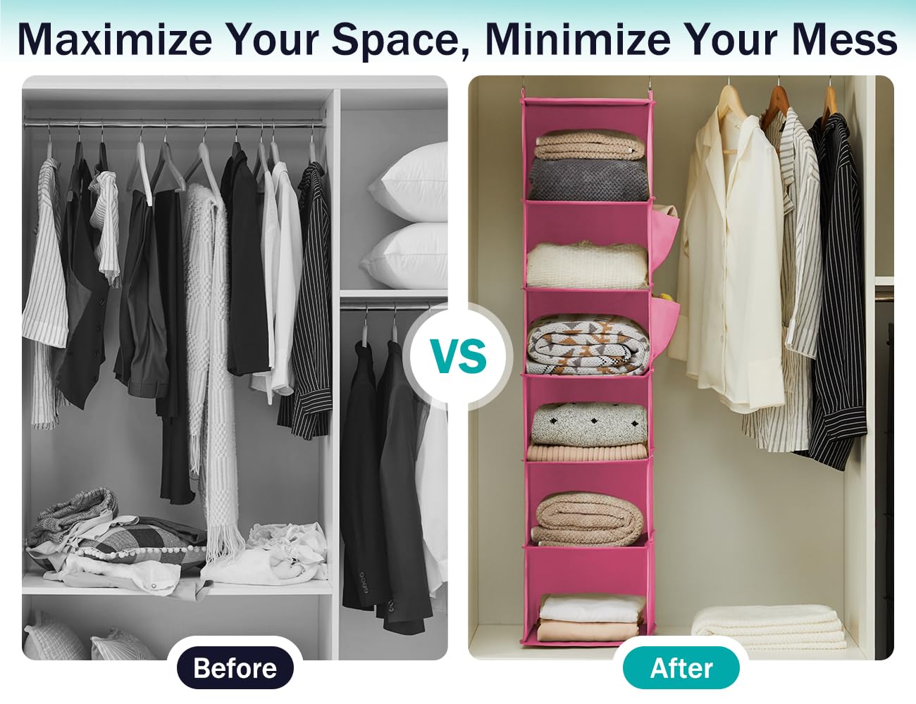 Hanging Closet Organizer and Storage (6 Count)