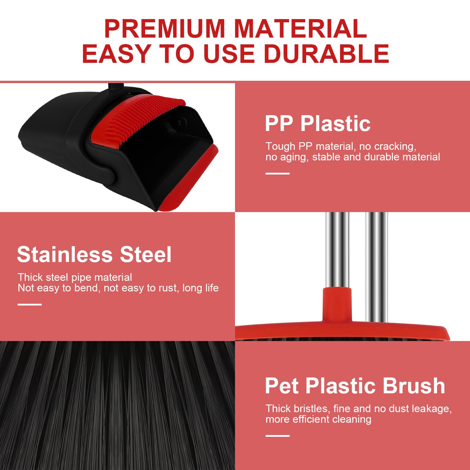Red Broom and Dustpan Combo Set