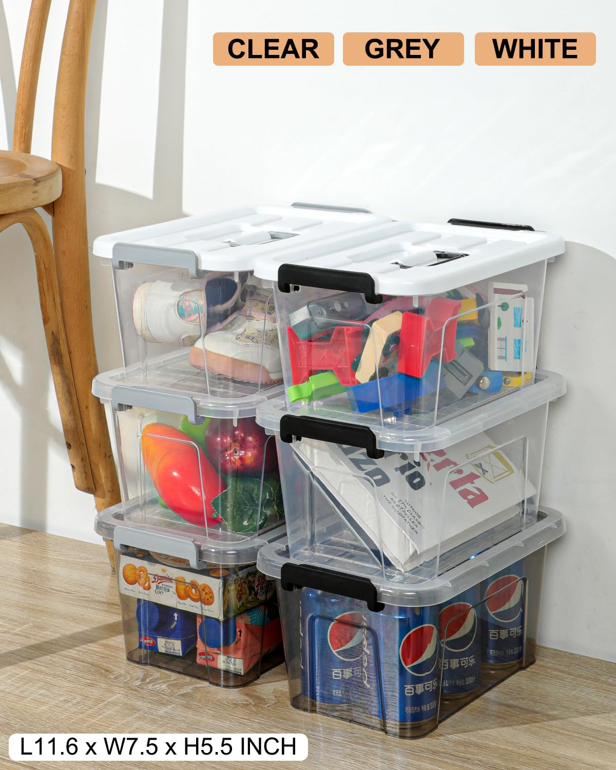 7Qt Clear Plastic Storage Bins with Lids (6 Count)