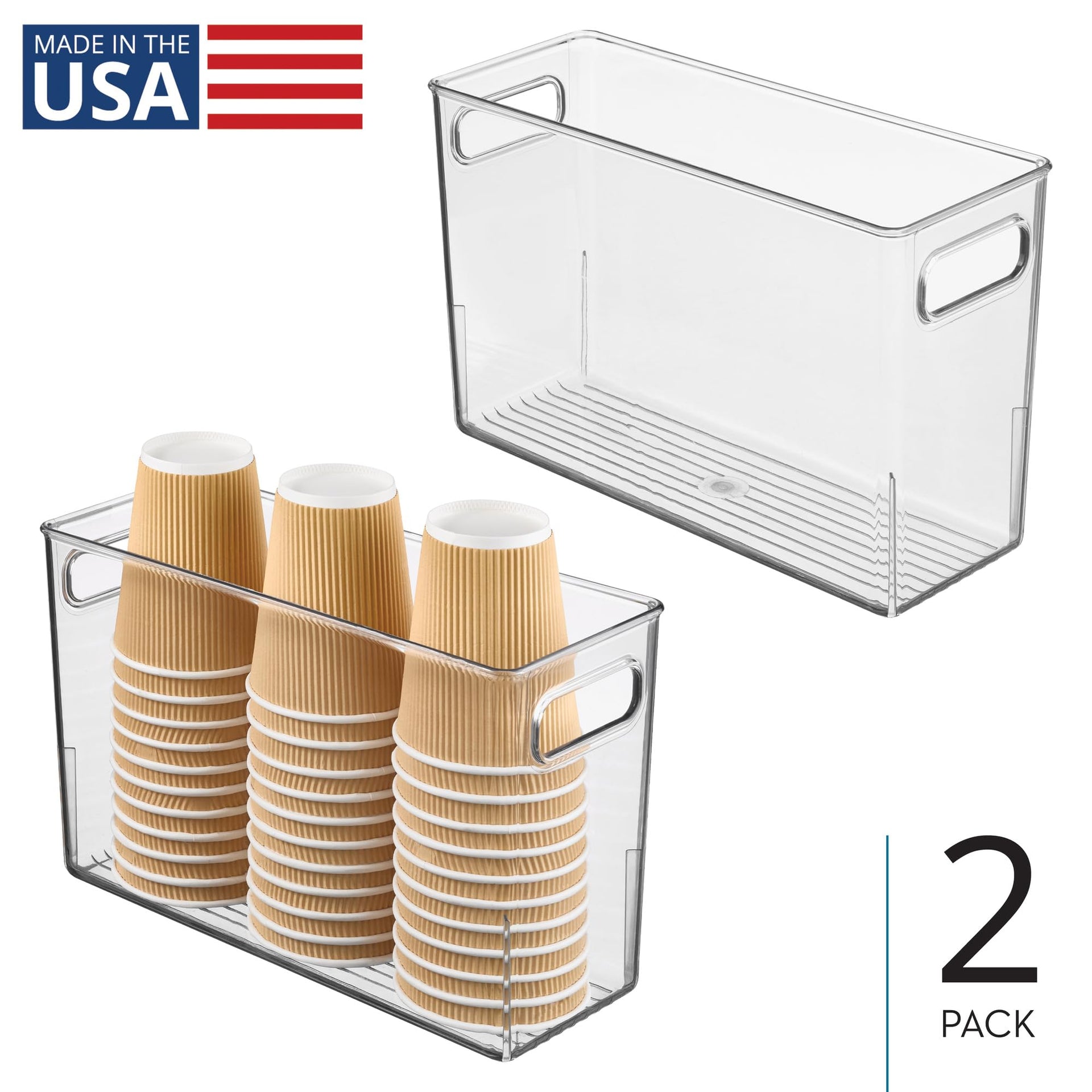 Tall Plastic Storage Bin with Handles (2 Count)