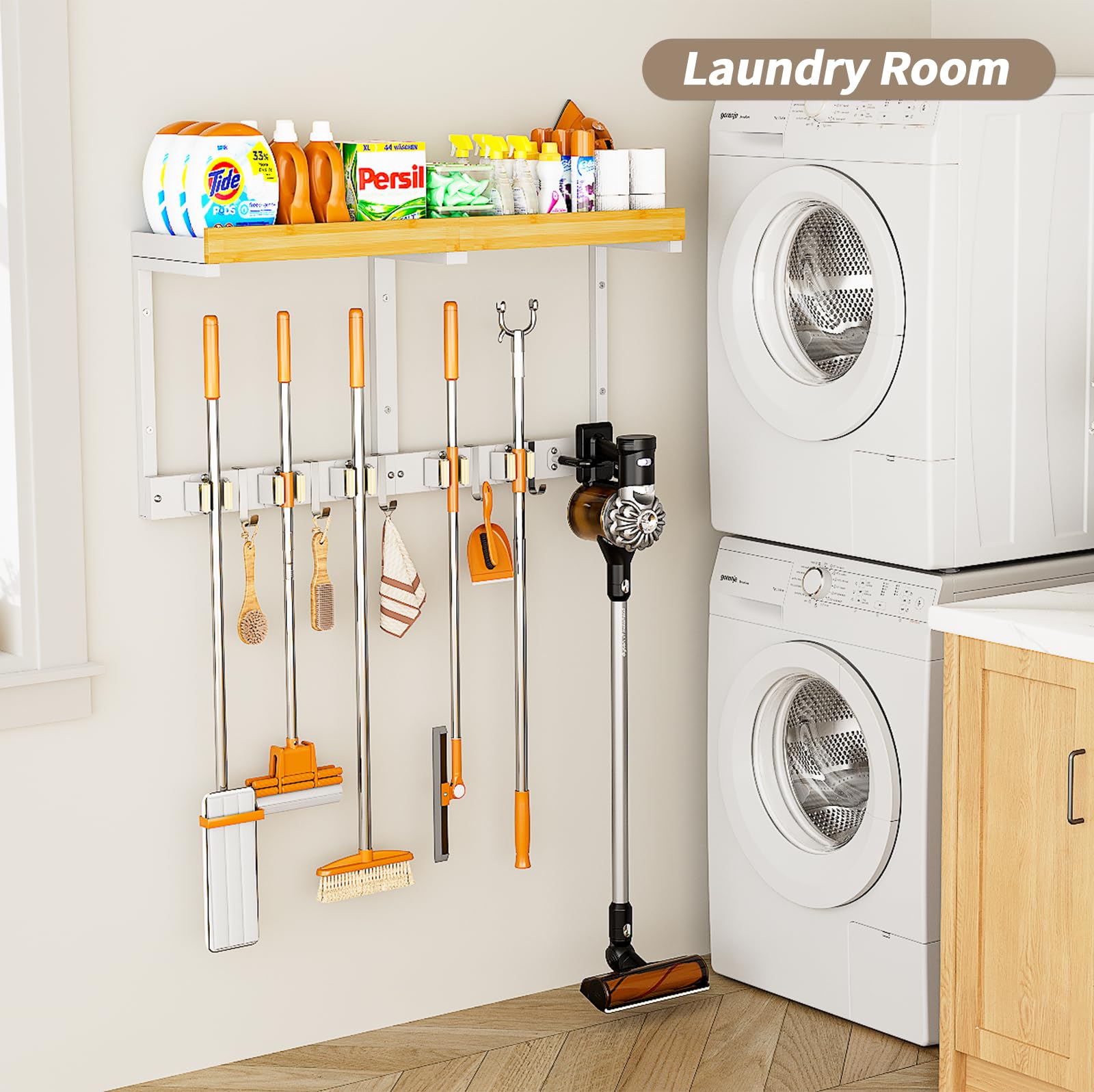 Broom and Mop Organizer Wall Hanging