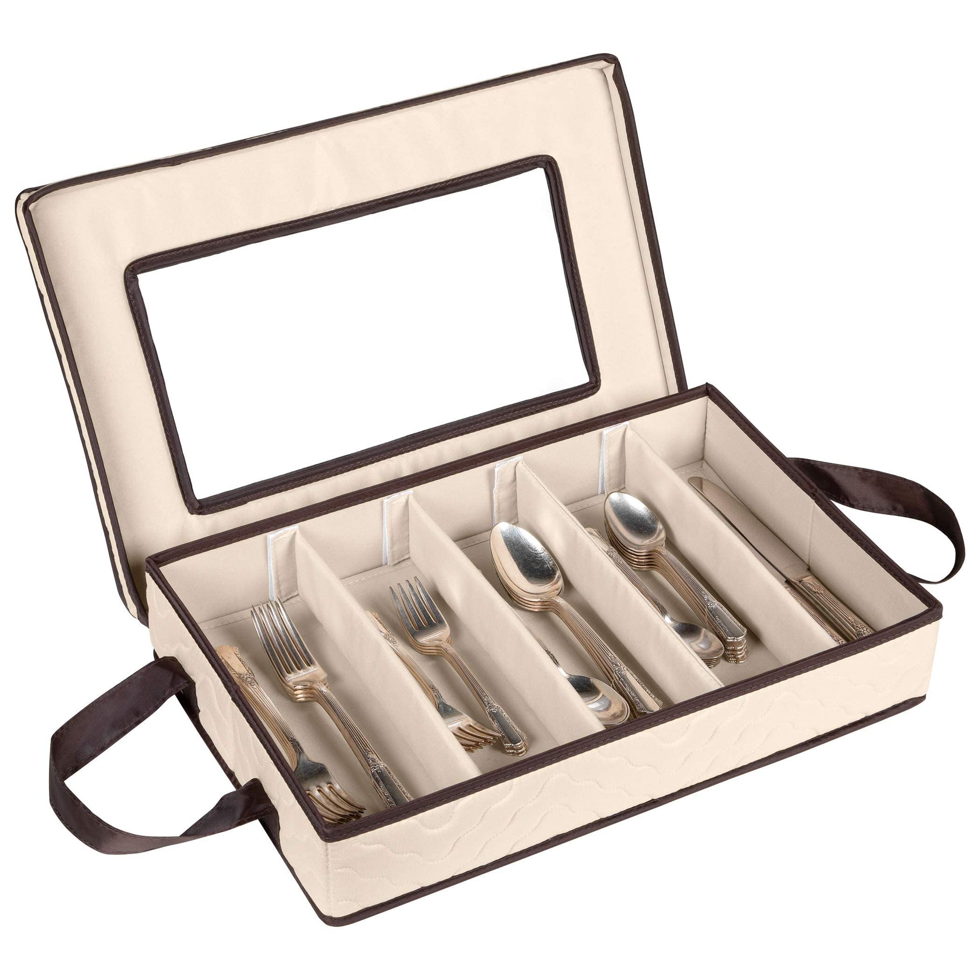 Flatware Storage Case 5 Compartments Silverware Container Box