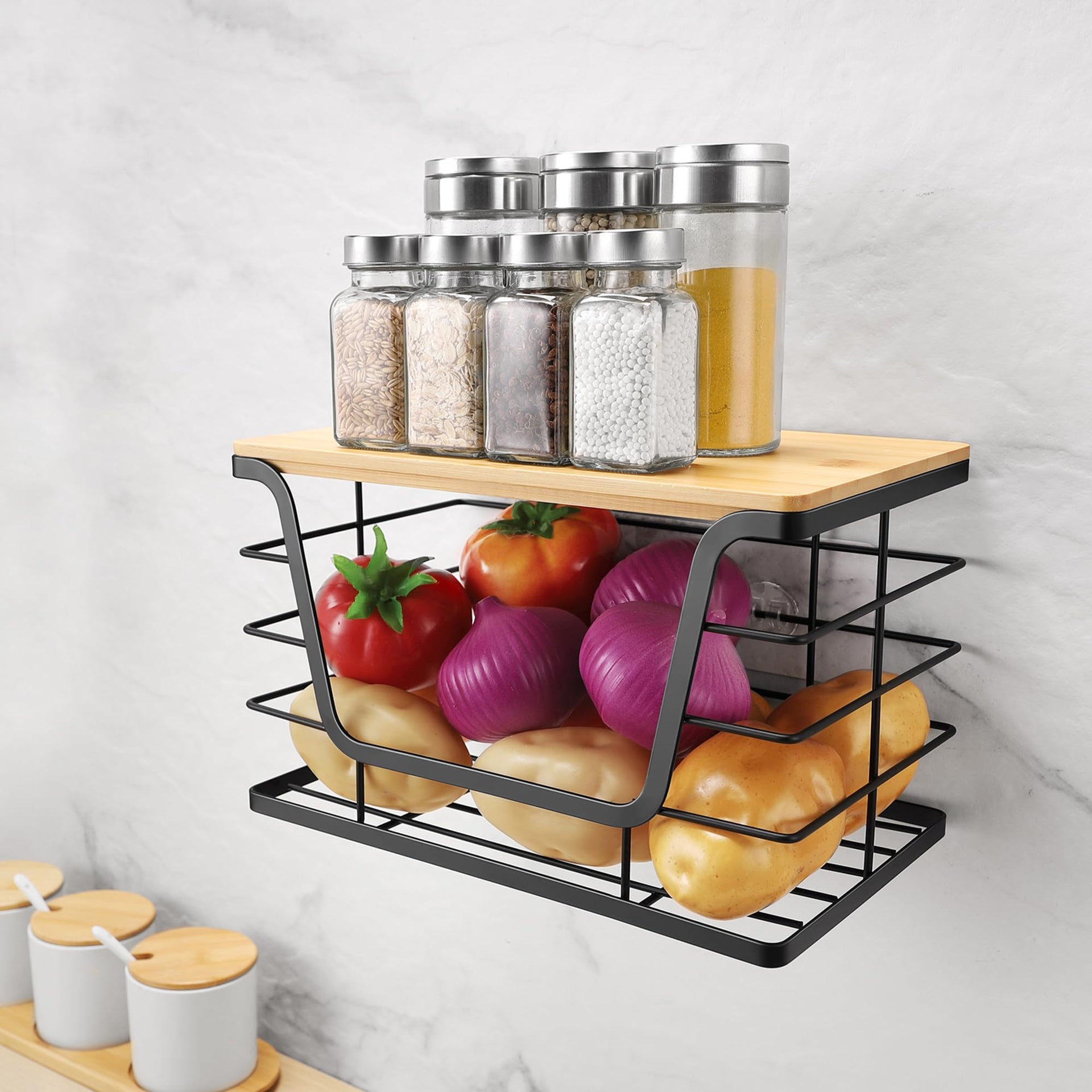 Extra Large Trash Bag Holder Dispenser With Bamboo Top