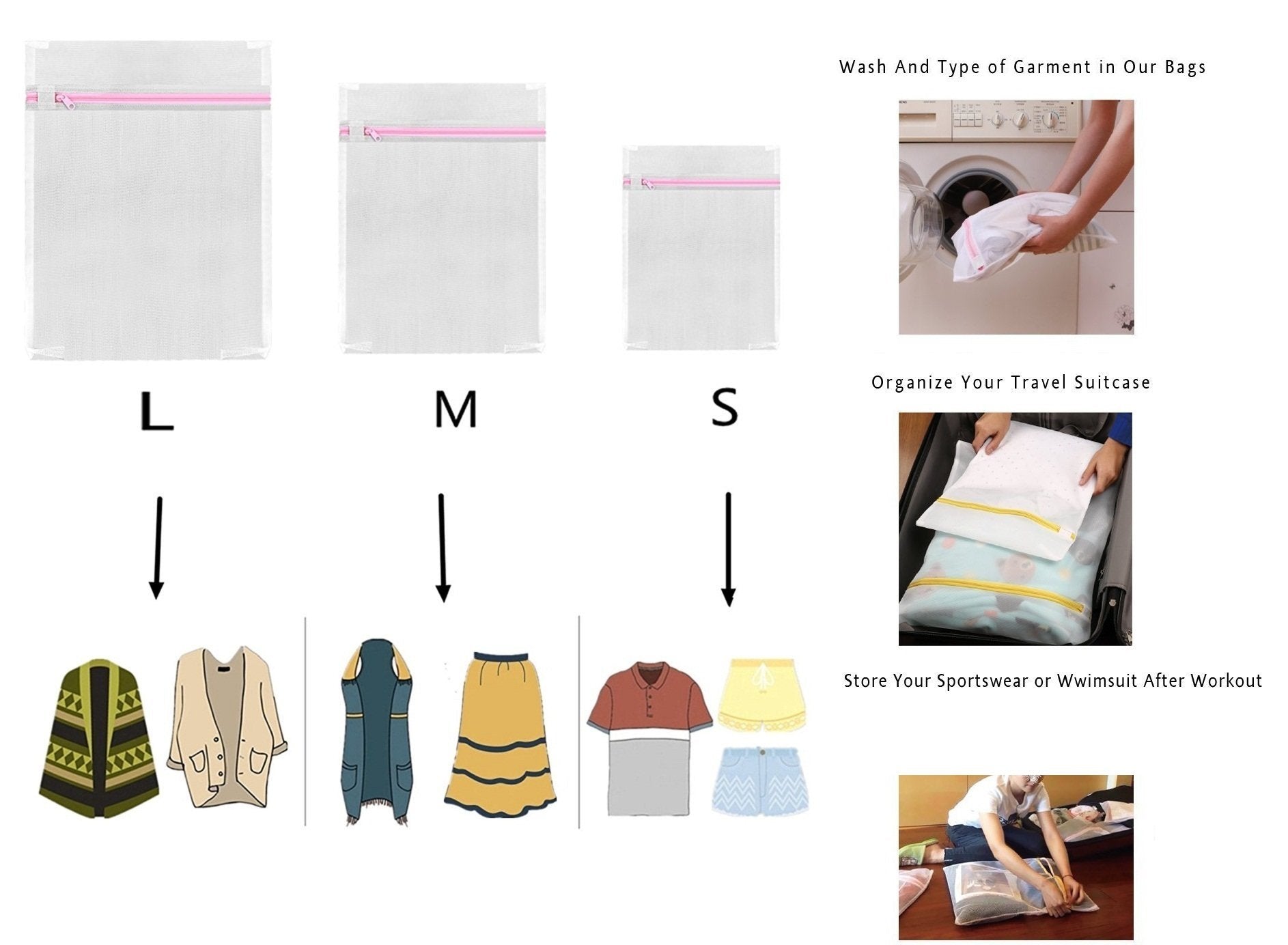 Pack of 5 Mesh Laundry Washing Bags (5 Count)