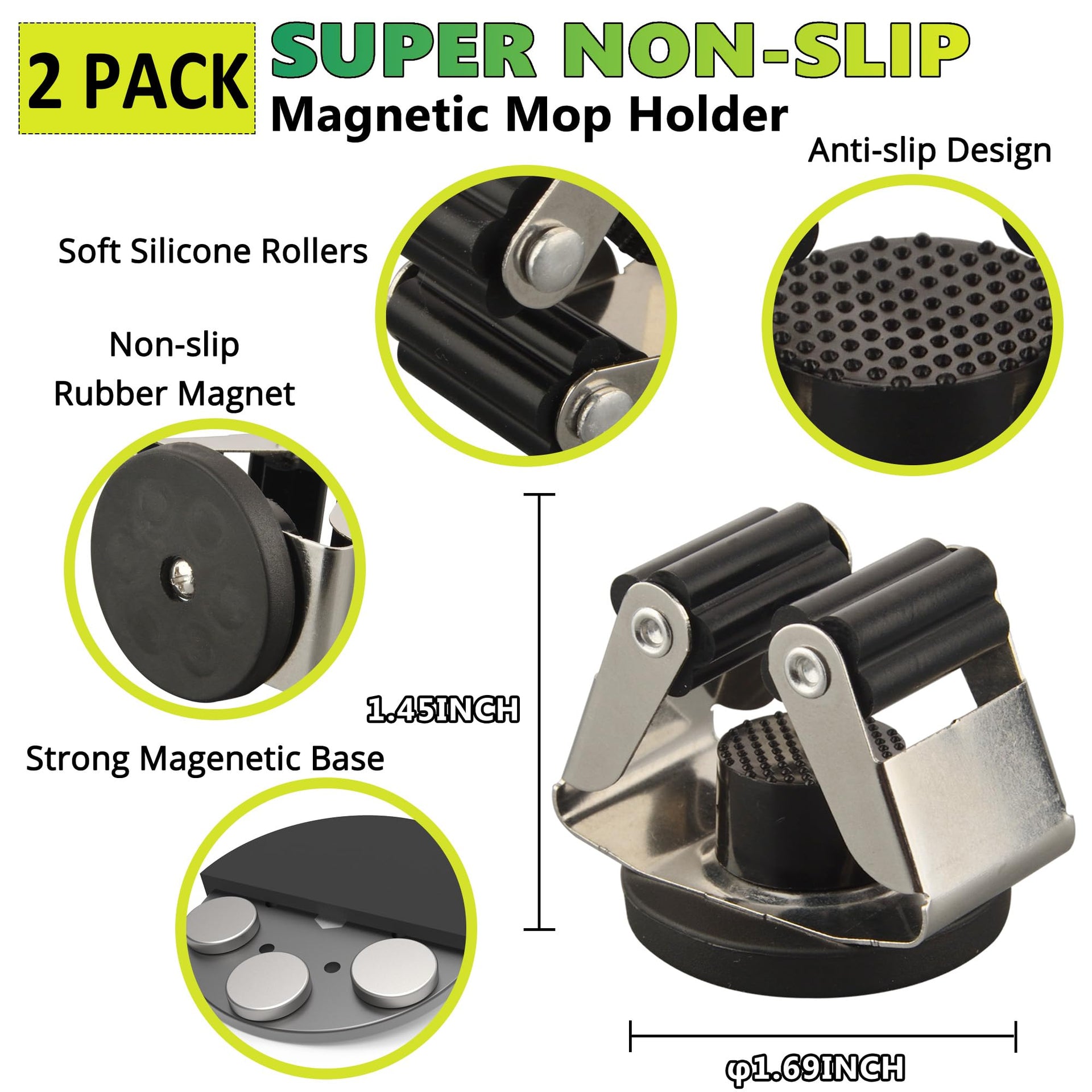 Magnetic Mop Broom Holder (2 Count)