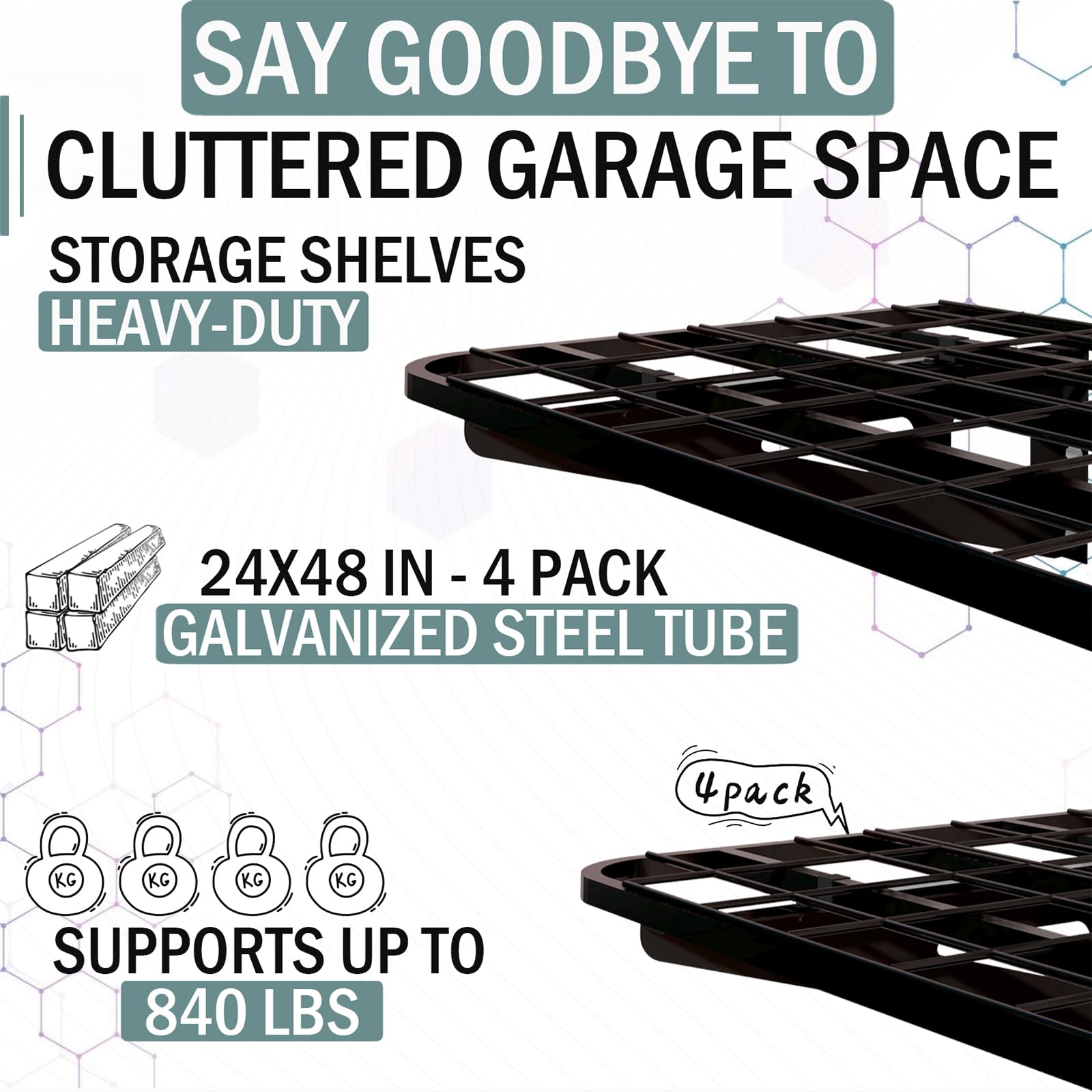 4 Pack 2x4ft Garage Wall Shelving (4 Count)