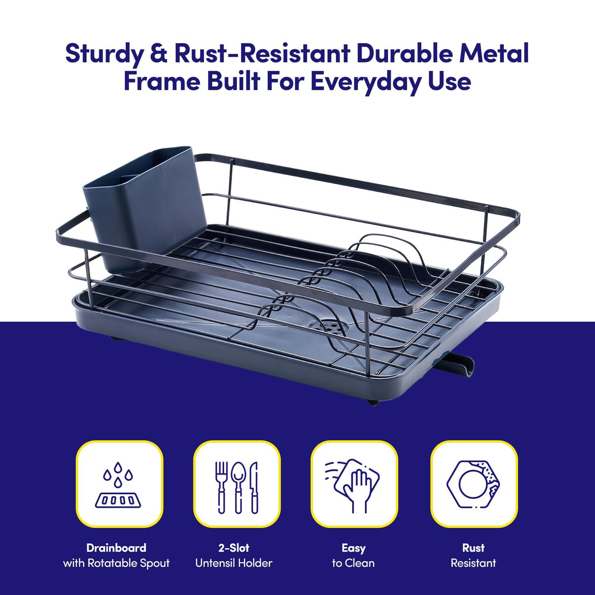 Dish Drying Rack 3 Piece Dish Drainer with Drainboard Set for Kitchen Counter