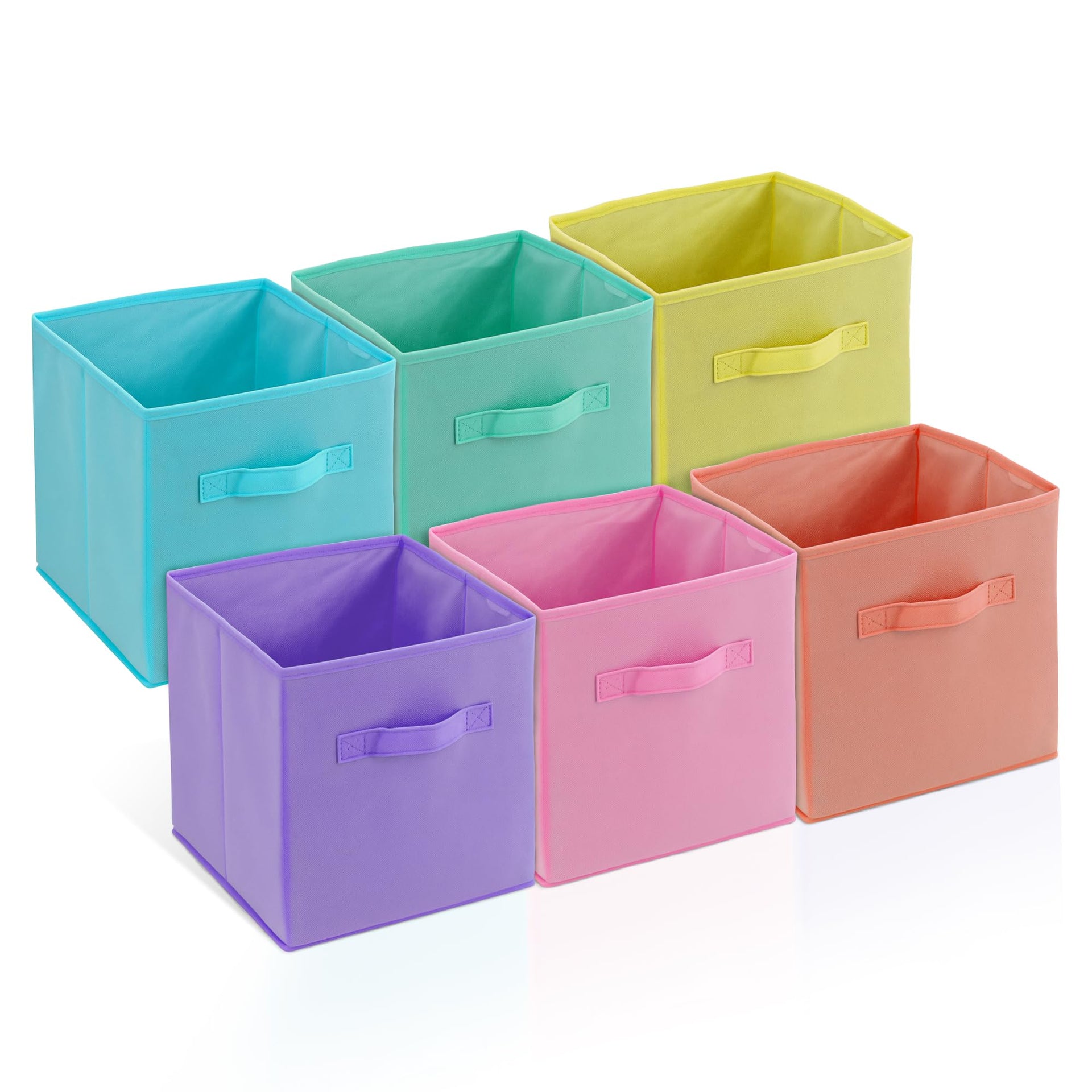 6 Pack 11 Inch Pastel Color Storage Foldable Cube Bins (6 Count)