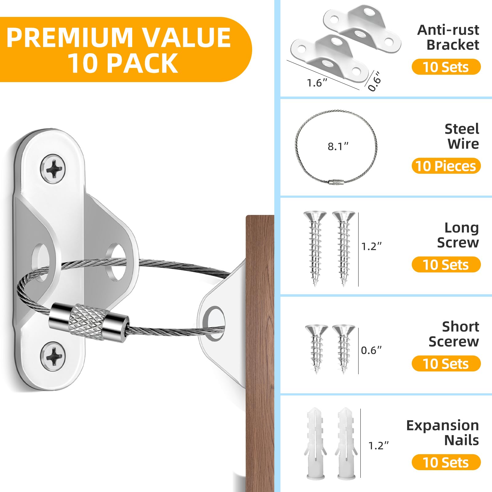 Furniture Anchors Hidden Metal Anti Tip Kit (10 Count)