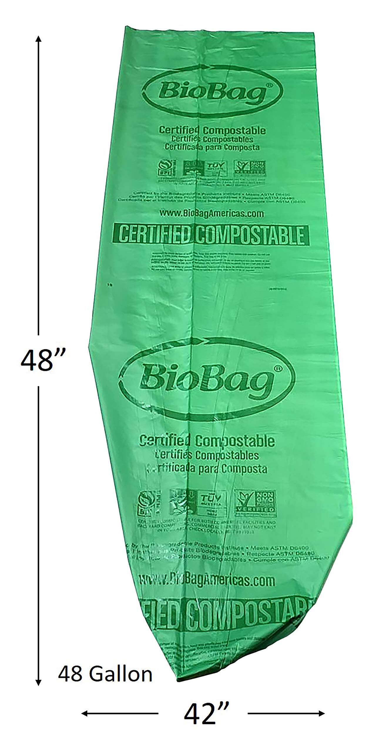 USA) The Original Compostable Bag, 48 Gallon, 80 Count, 100% Certified Compostable Trash Bag Liners for Food Waste, Extra Strong and Durable, Trash Bag