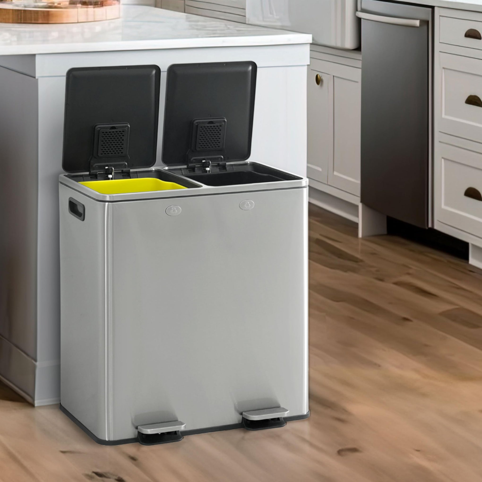 Dual Trash Can with Double Lid (2 Count)