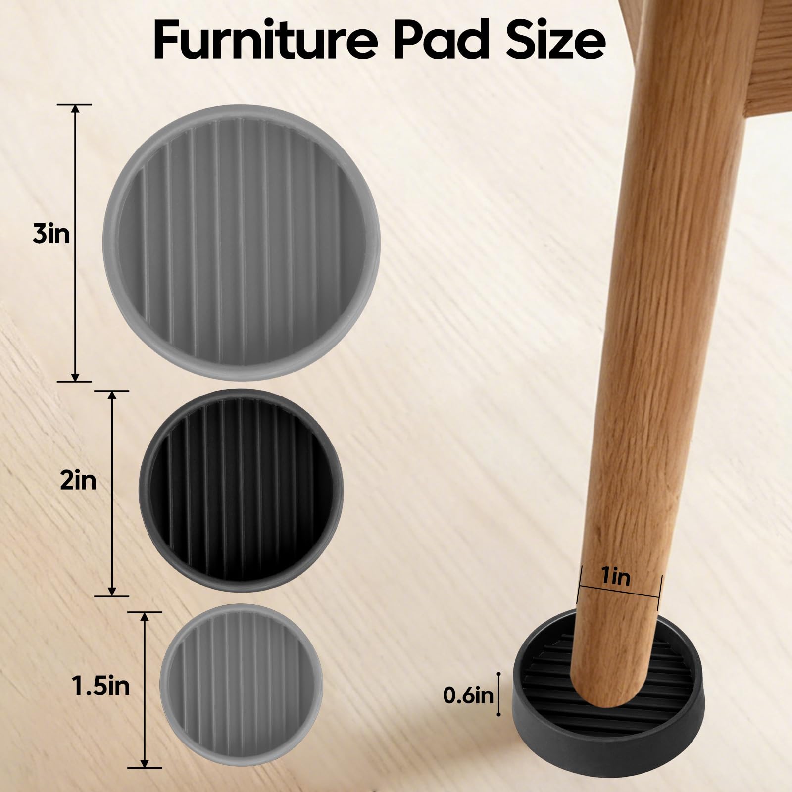Rubber Furniture Pads for Hardwood Floors (8 Count)