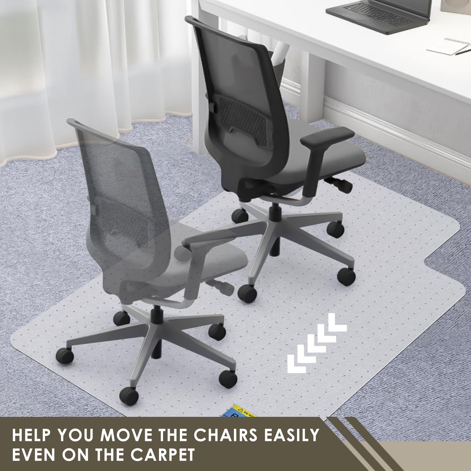 Heavy Duty Office Chair Mat for Carpet 36" x 48" with Lip Ship Flat