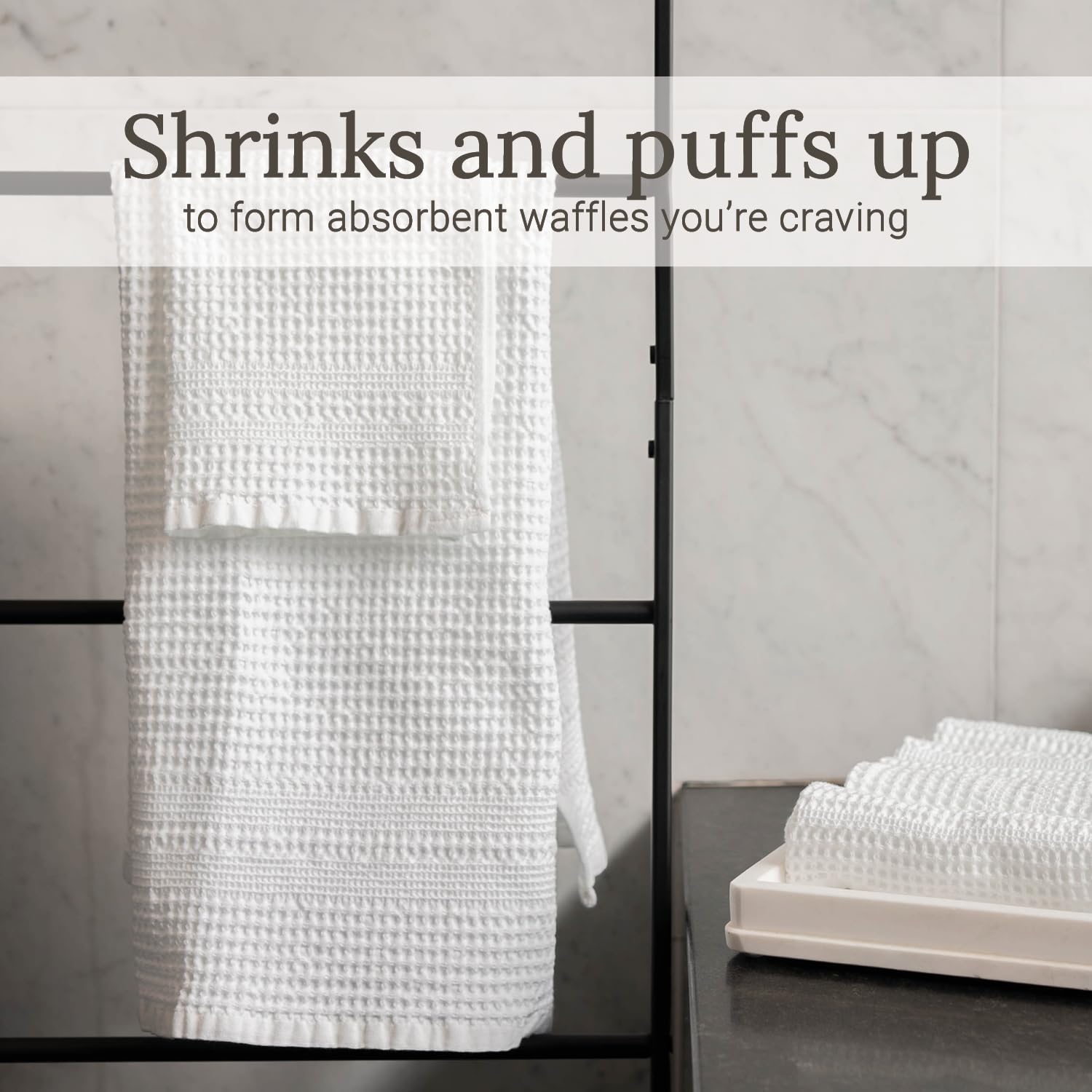 Waffle Towels Wash Cloths for Showering (4 Count)