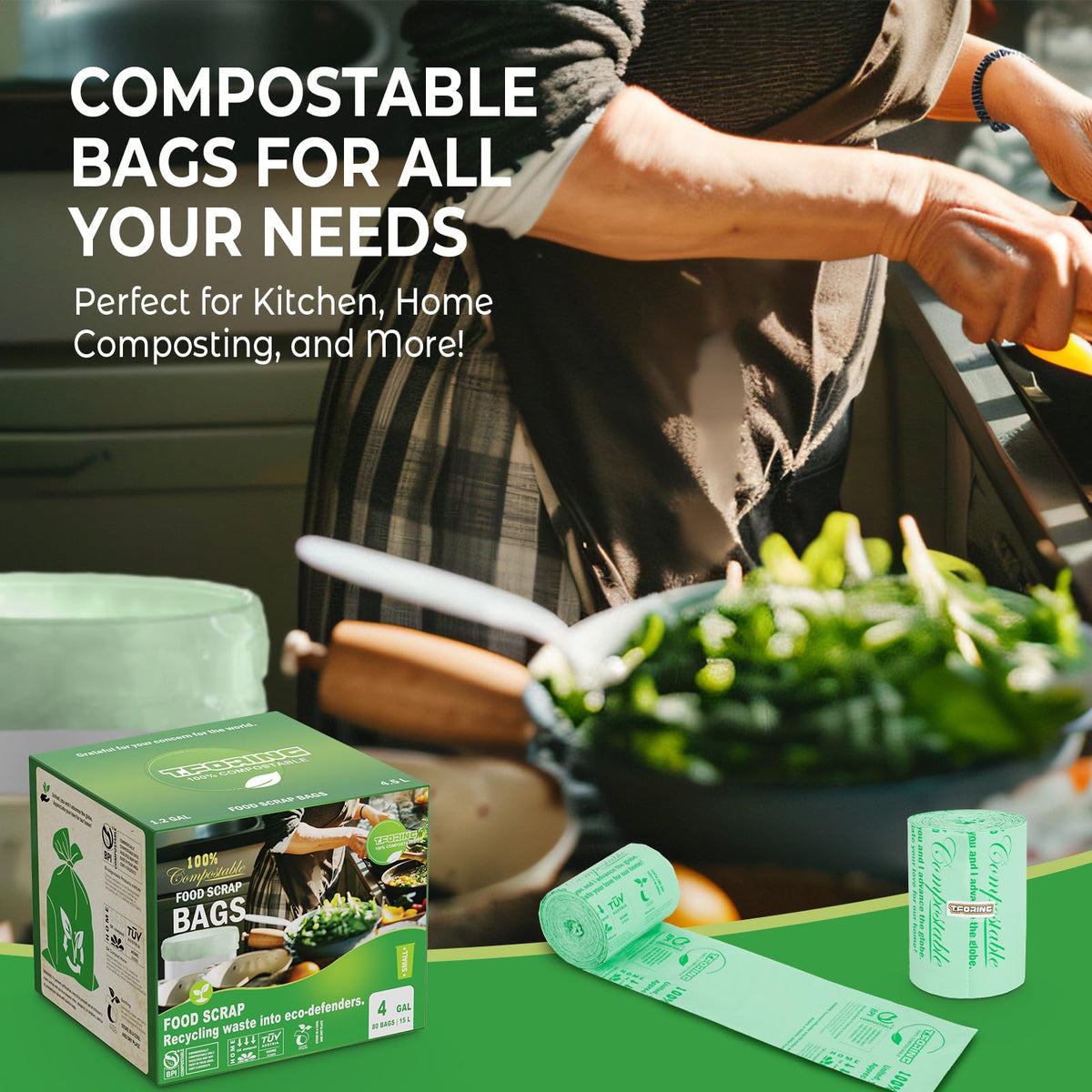 Compostable Trash Bags (80 Count)