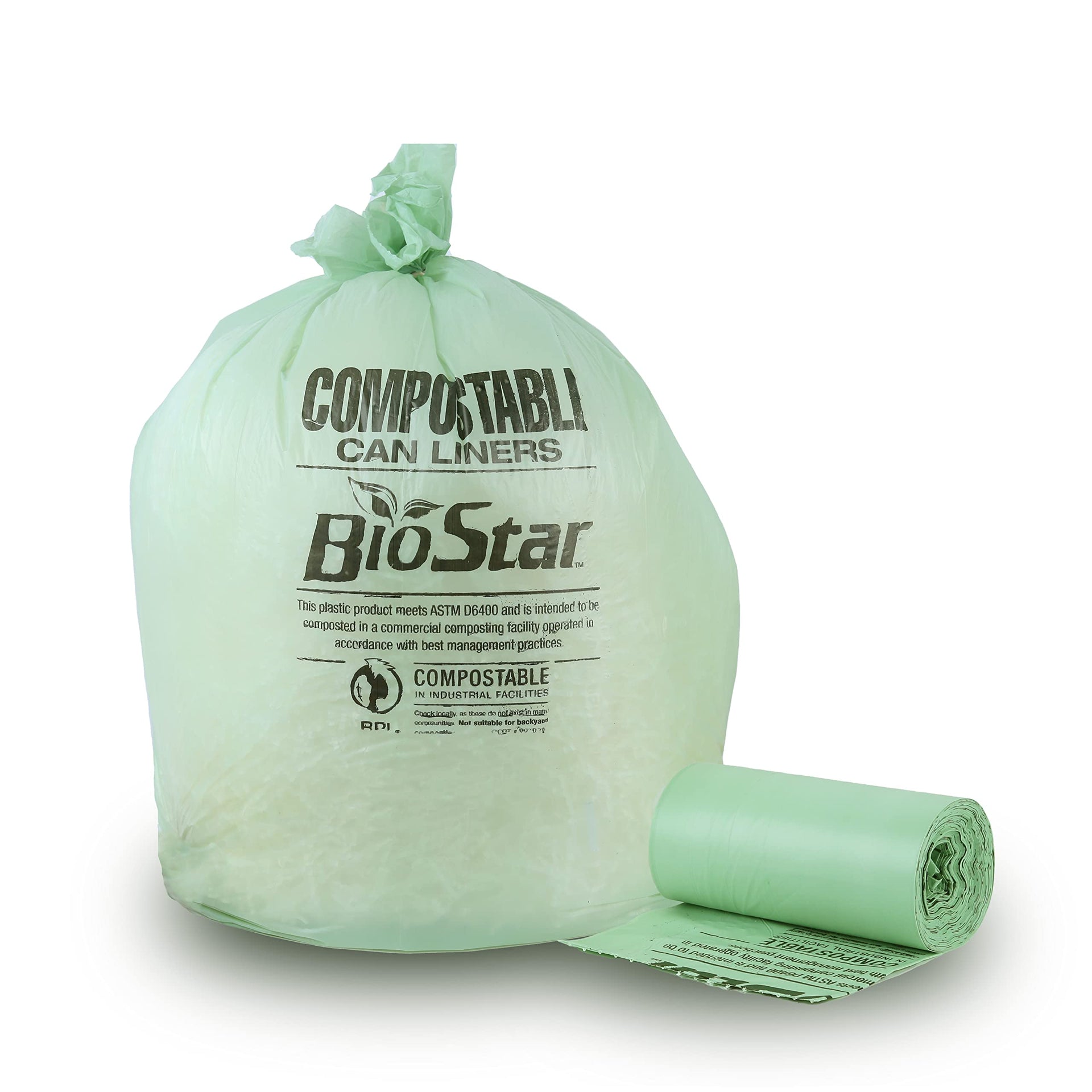 12 16 Gallon Compostable Trash Bags │ 1Mil │ Green Tint Garbage Can Liners │ 24” x 33” (100 Count)