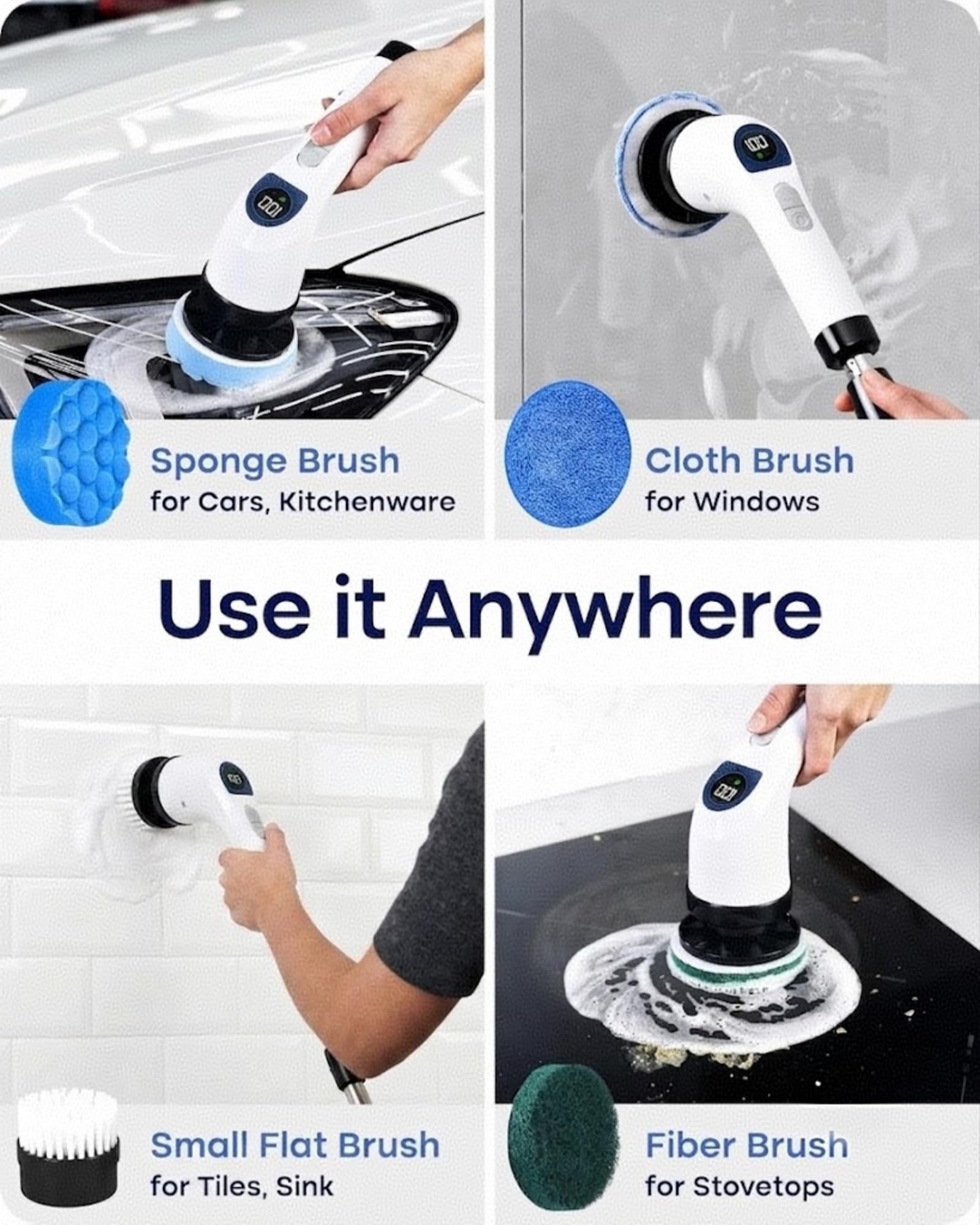 Electric Spin Scrubber for Cleaning with 7 Replaceable Heads