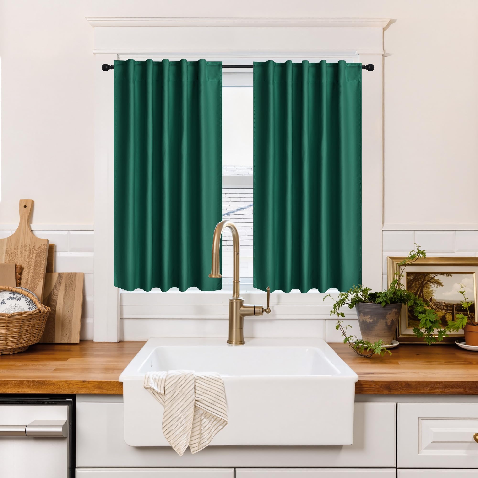 100% Blackout Short Curtains for Small Window (2 Count)