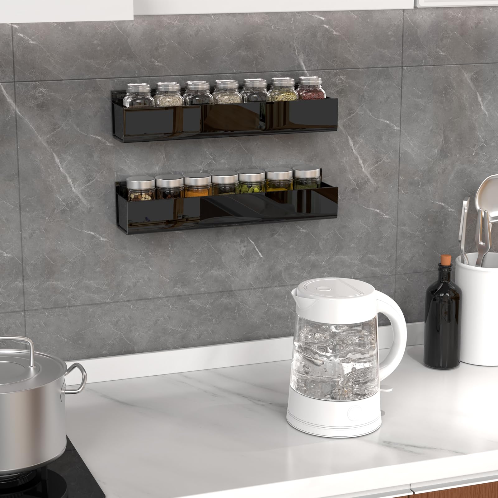 Adhesive Acrylic Spice Rack Organizer for Wall with Nano Double Sided Tape