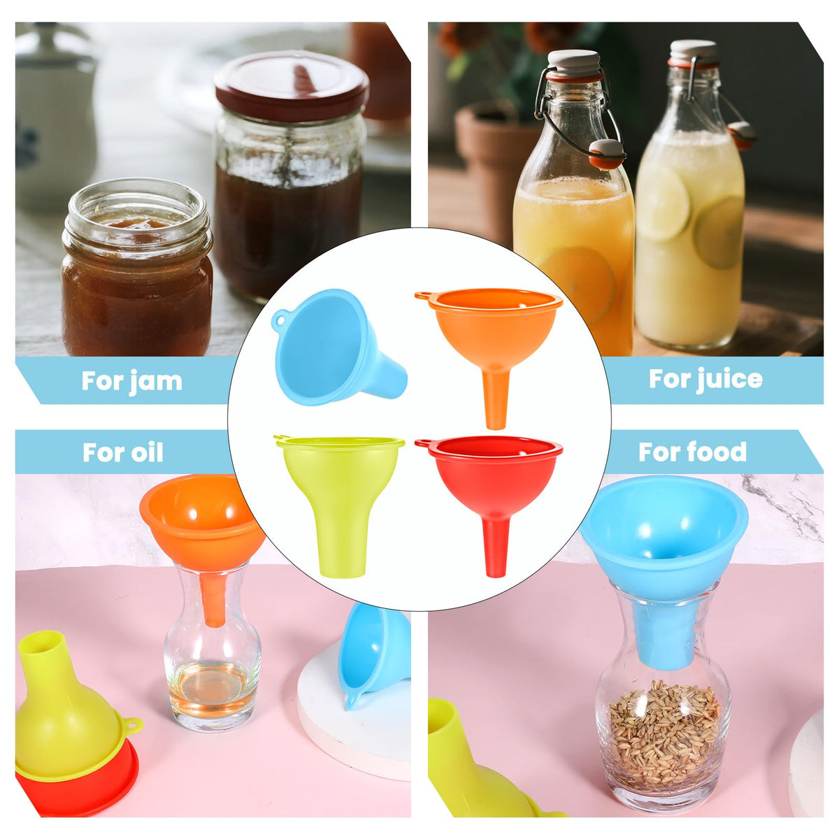 4 PCS Kitchen Silicone Funnel