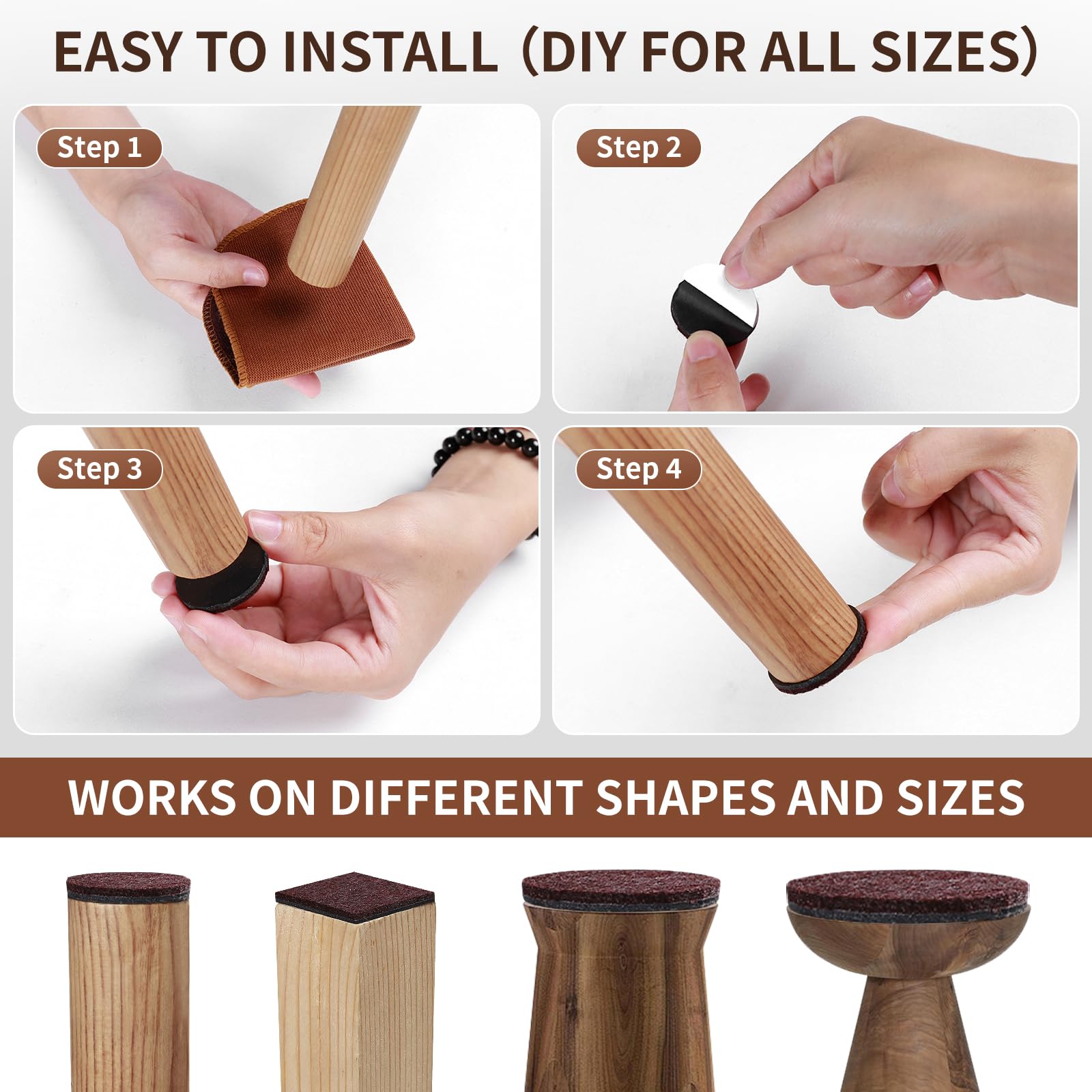 440Pcs Felt Chair Leg Pads Floor Protectors for Hardwoods Floors (440 Count)