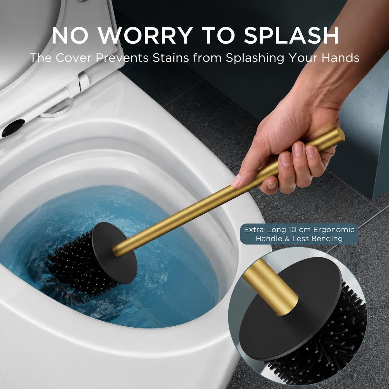 Stainless Steel Toilet Bowl Brush Scrubber and Holder Set Short