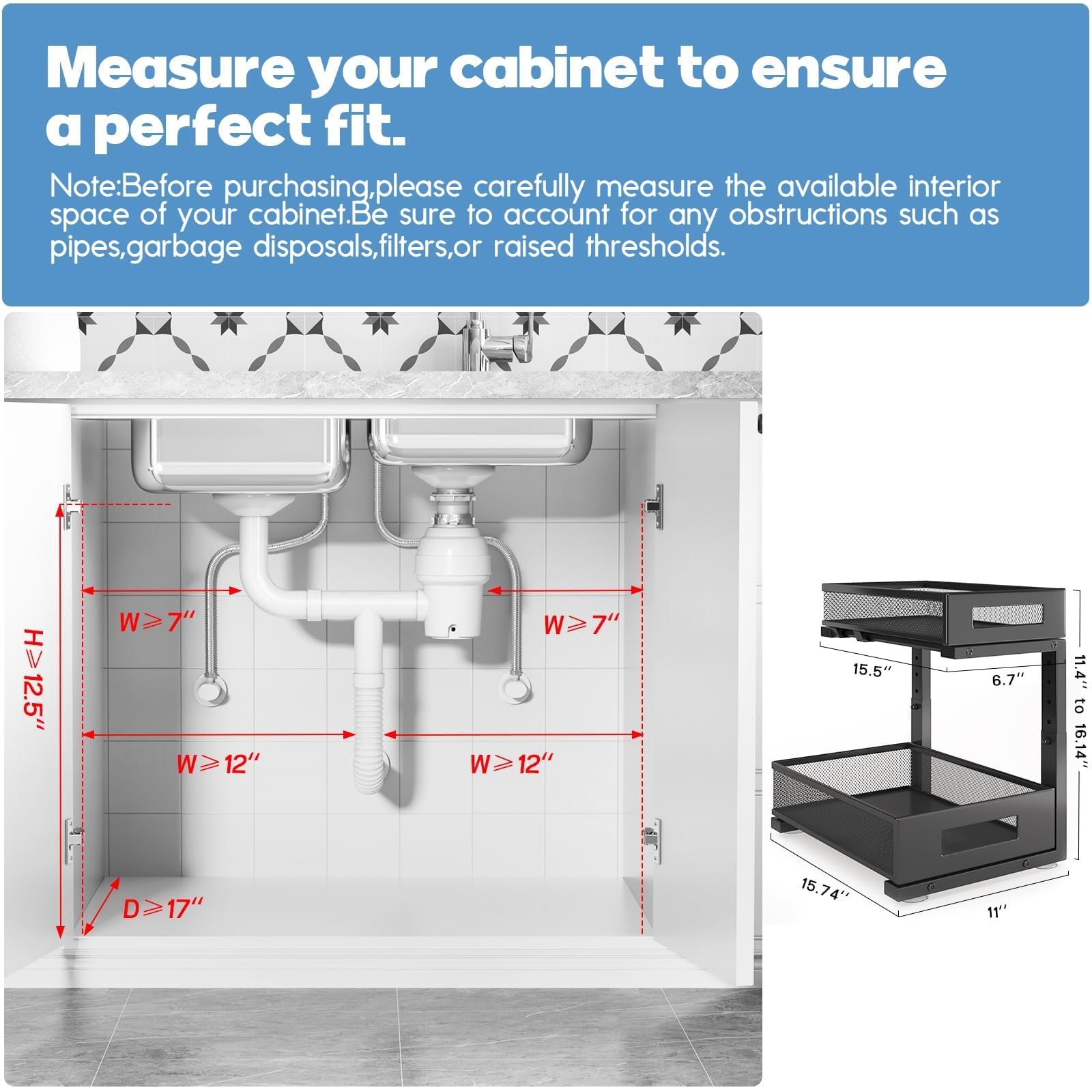 2 Pack Under Sink Storage Organizer (2 Count)